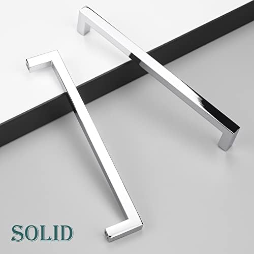GobeKOR 10 Pack Polished Chrome Cabinet Handles - 6-1/4 Inch Hole Center, Square Drawer Pulls, Solid Dresser Handles for Kitchen & Bathroom Cabinets, Wardrobes, Dressers & Furniture Hardware