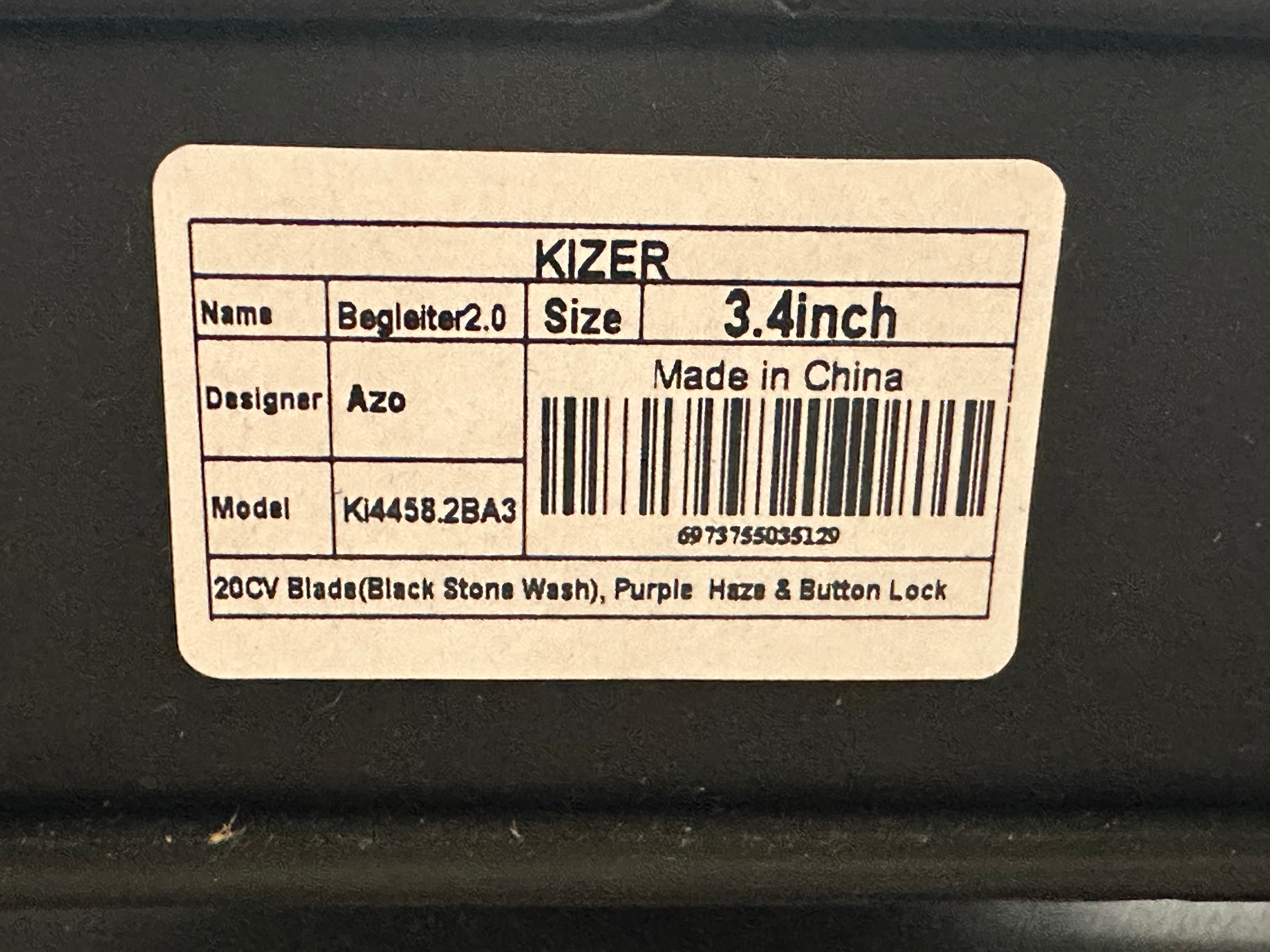 Kizer Begleiter 2 Azo Button Lock Folding Knife - Purple/Black Fat Carbon Handle, EDC Pocket Knife for Outdoor, Camping & Everyday Carry