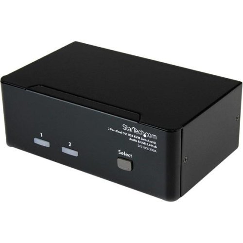 StarTech.com 2-Port Dual DVI USB KVM Switch with Audio & USB Hub - Control 2 Computers with 1 Keyboard, Mouse & Monitor - Ideal for Home Office, Gaming & IT Workstations (USB 2.0, Local User Desktop)