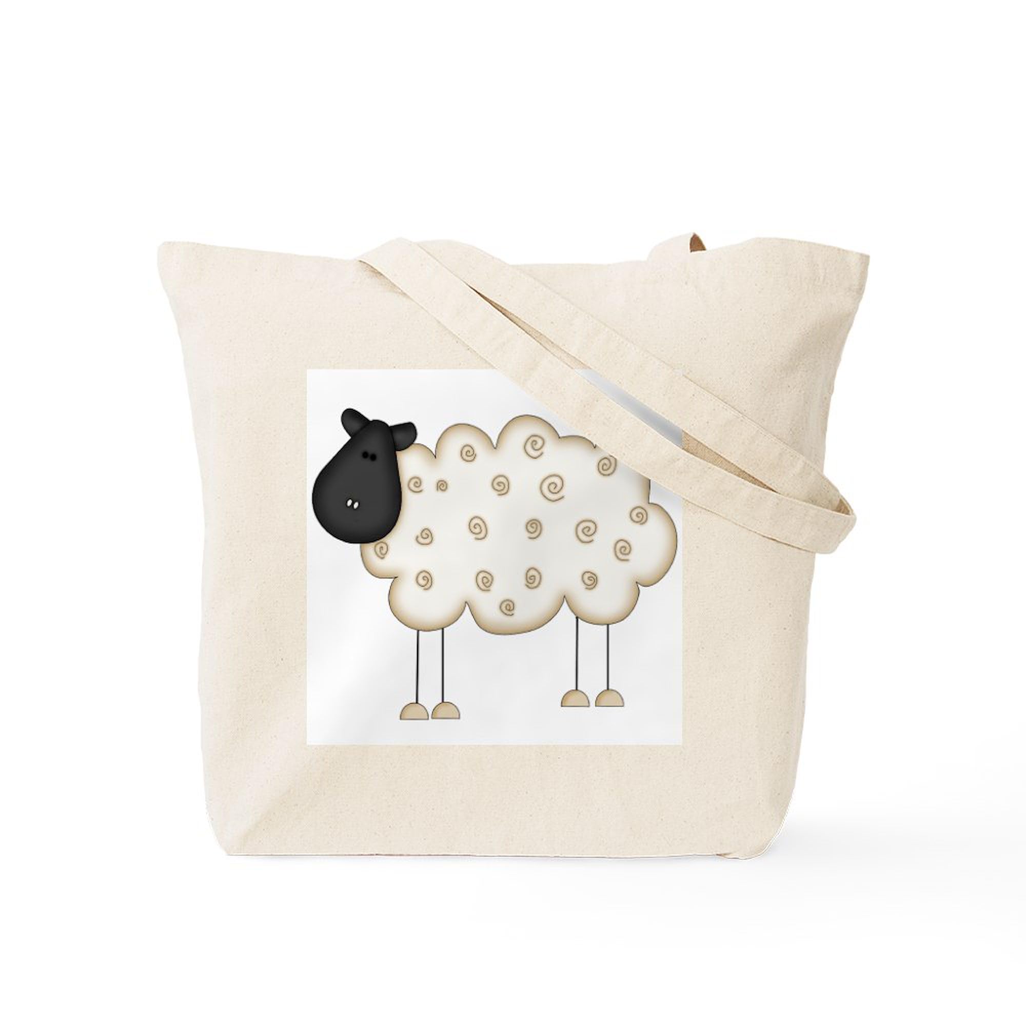 Stick Figure Sheep Tote Bag - Natural Canvas Reusable Shopping Bag for Groceries, Beach & Everyday Use | Eco-Friendly Cotton Tote with Funny Sheep Design