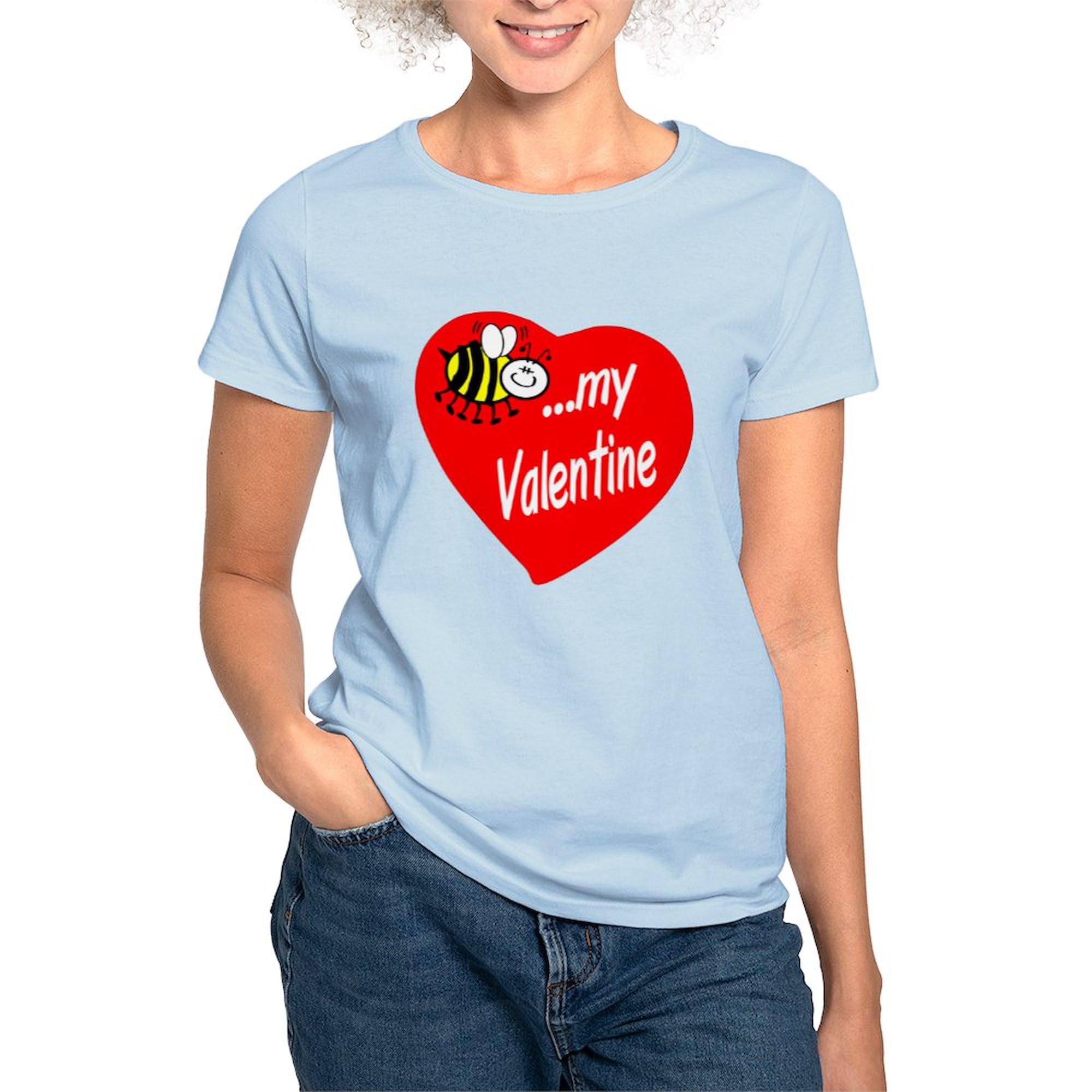 Bee My Valentine Women's Cotton Crew Neck T-Shirt - Cute Valentine's Day Gift for Her, Casual Wear & Couples Outfits