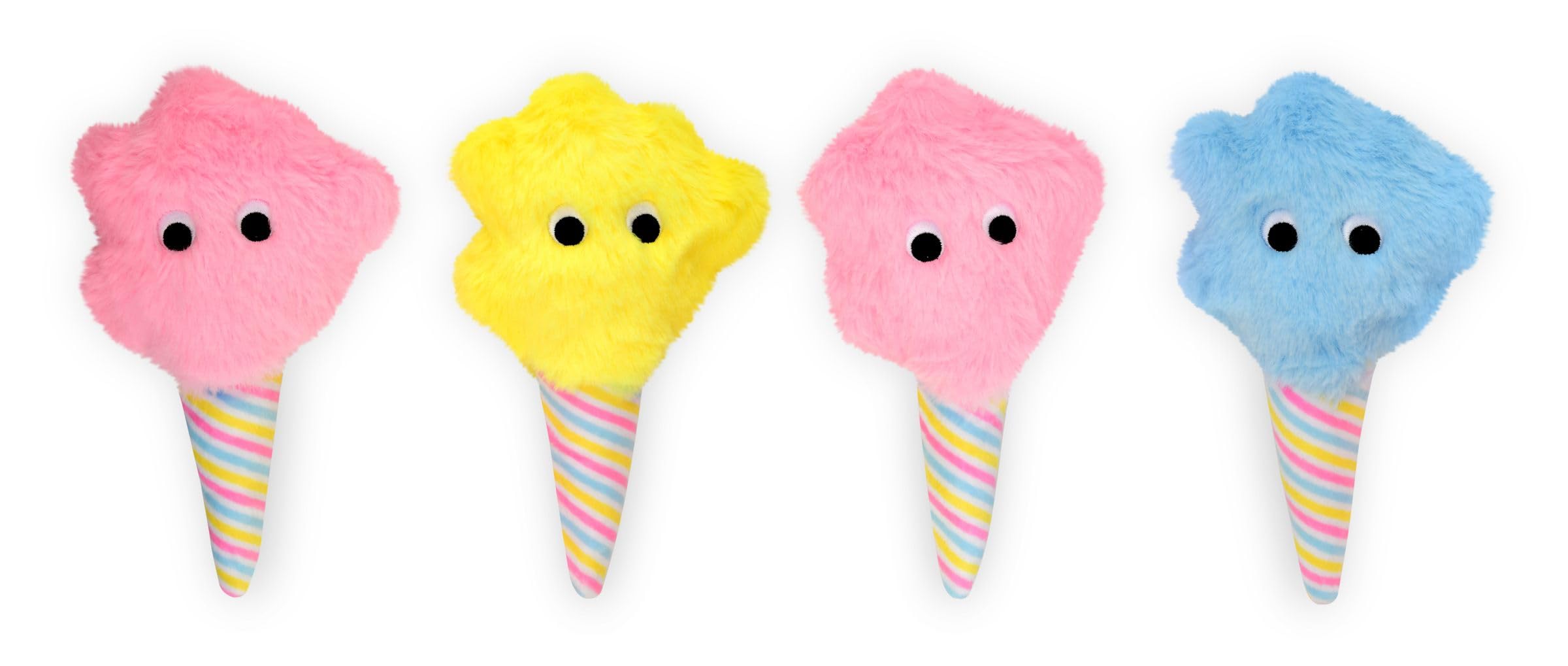 iScream Play with Your Food Cotton Candy Play Pillow Set - Soft Plush Embroidered Decorative Pillows for Kids Room, Nursery, and Playroom Decor