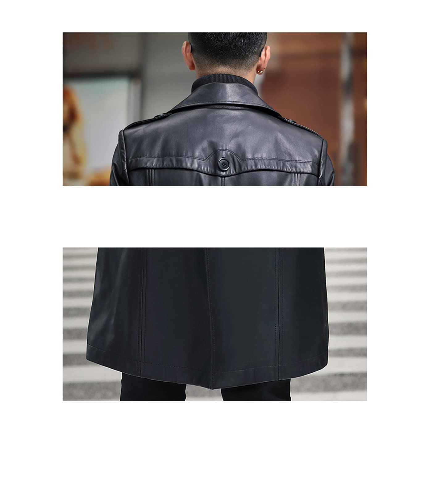 Men's Waterproof Faux Leather Blazer Jacket with Lapel & Belt - Long Sleeve Coat for Autumn & Spring | Office Wear, Casual Outfits, Date Night & Outdoor Activities