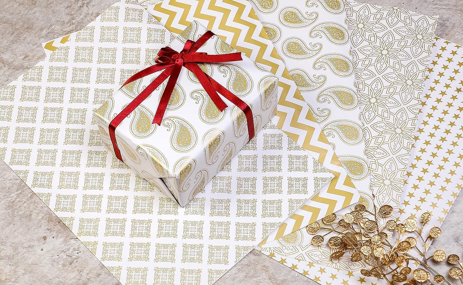 Premium OFIXO (MD2) Gift Wrapping Paper Roll - 6-Pack Mixed Designs for Birthday, Christmas & Party Presents | High-Quality Decorative Wrapping Sheets for Gifts, Crafts & DIY Projects