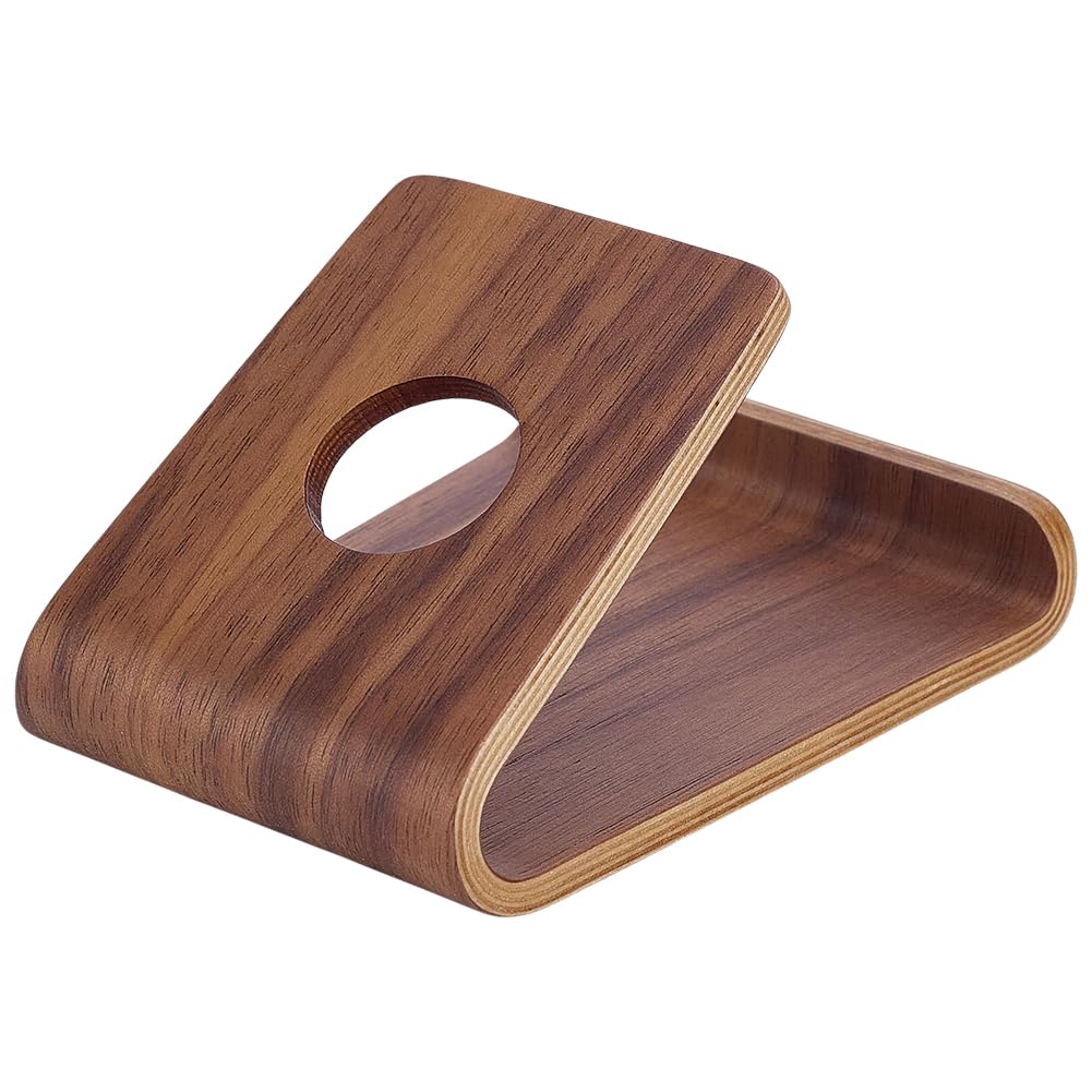 Handcrafted Walnut Wood Phone Stand - Premium Desk Phone Holder for iPhone, Samsung & Tablets - Perfect for Home, Office & Video Calls (Wooden Mobile Phone Cradle & Tablet Stand)