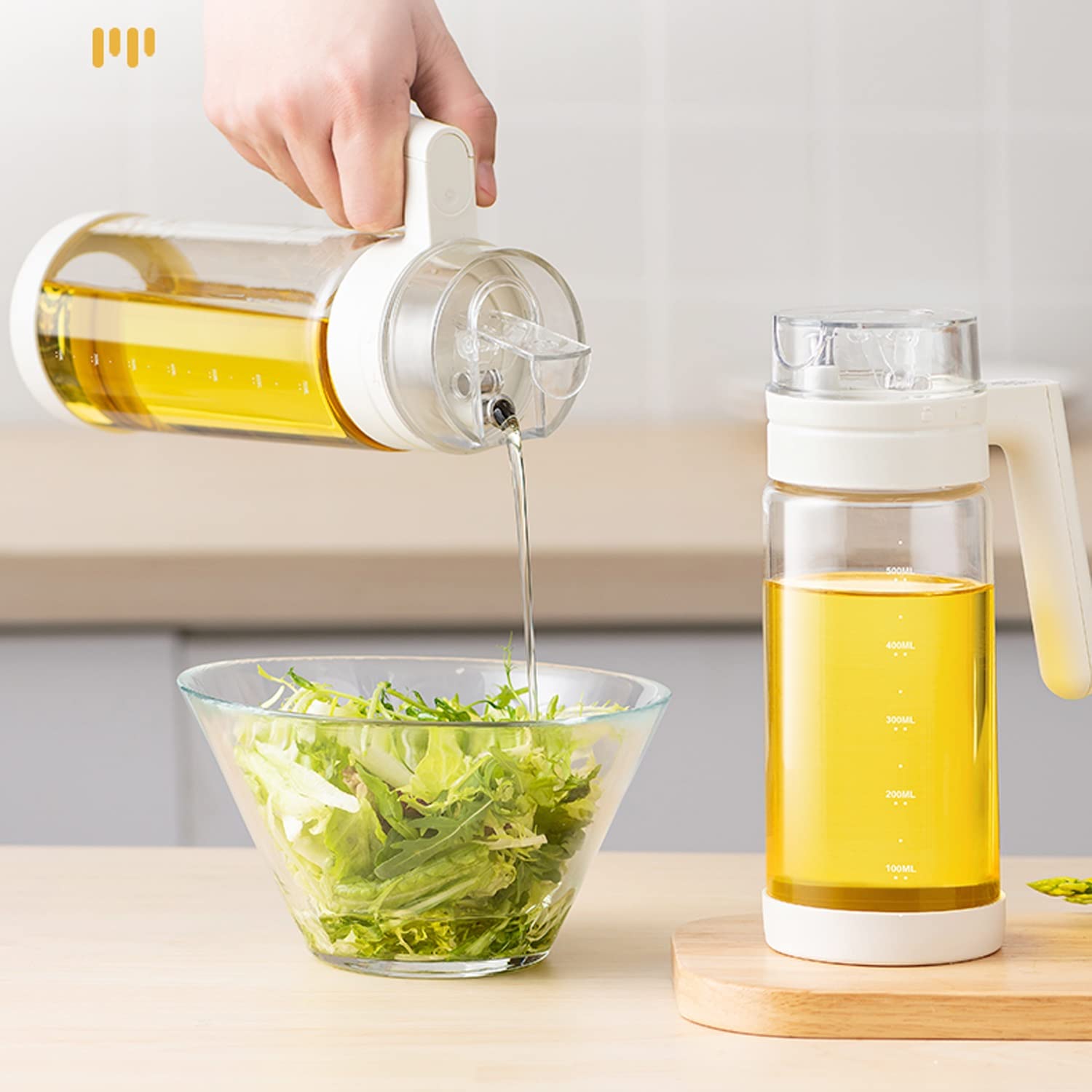 AVLUZ 700ml Glass Olive Oil & Vinegar Dispenser Bottle with Automatic Cap - Premium Kitchen Oil Cruet for Cooking, Baking, Grilling & BBQ - Perfect for Salad Dressing, Marinades & Tabletop Use