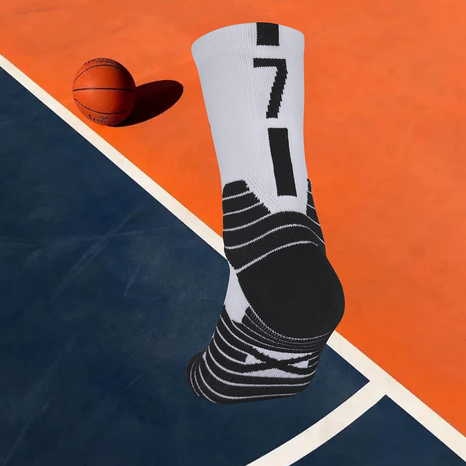 3 Pairs High-Performance Basketball Socks for Men - 3D Ankle Support & Compression Cushion Athletic Socks - Ideal for Basketball, Running, Gym Workouts and Sports Activities