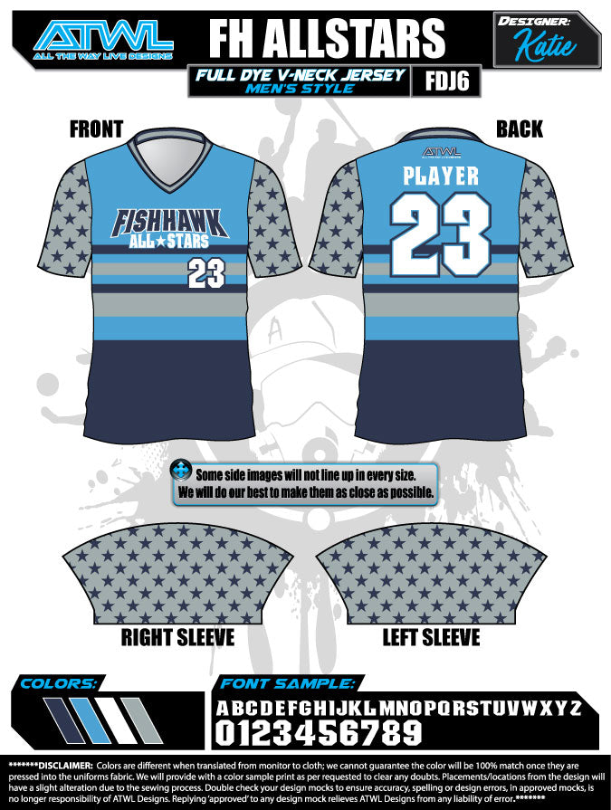 Fishhawk All Stars Full Dye Sublimated Lacrosse Jersey - Breathable Performance Jersey for Men & Women - Perfect for Games, Practice & Tournaments