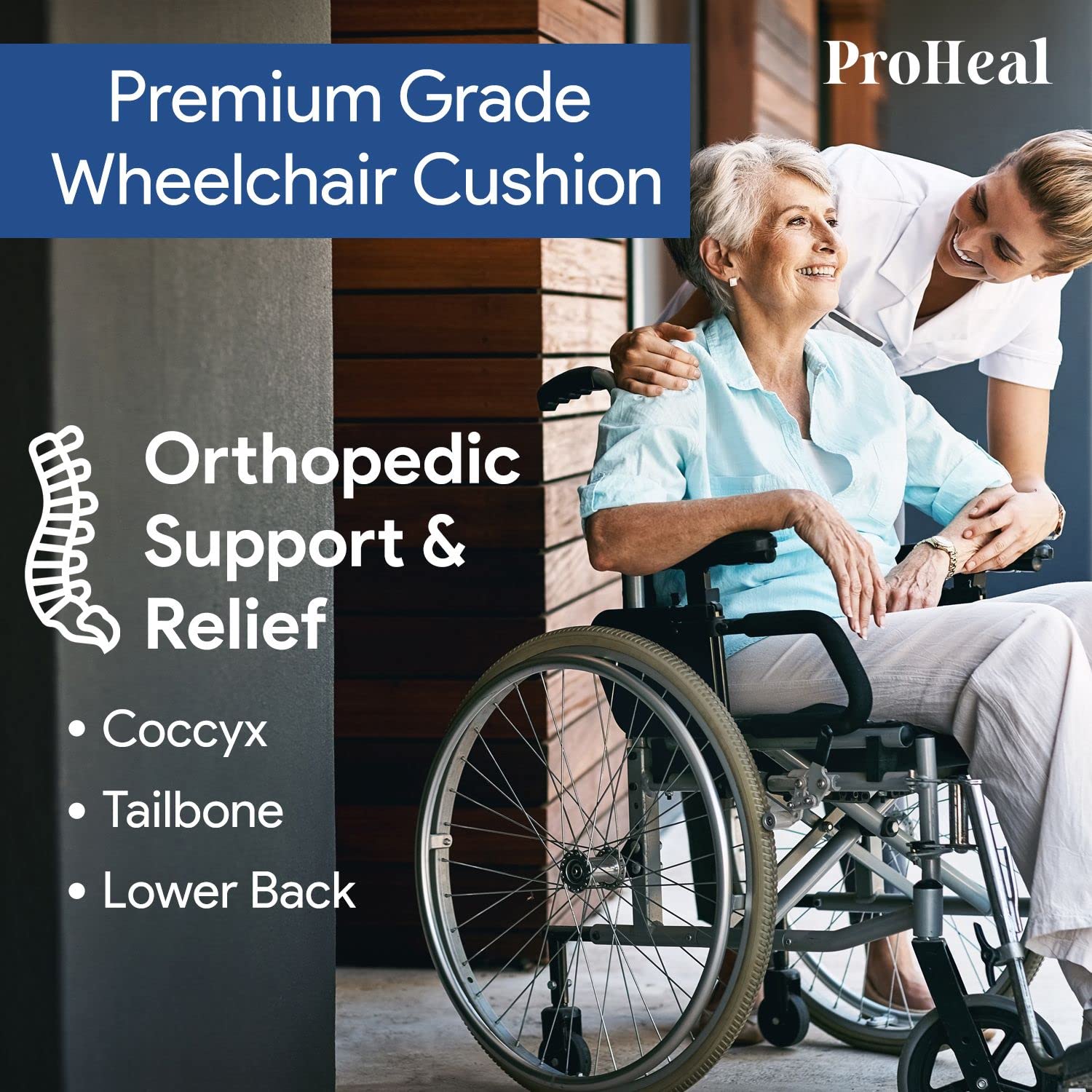 Premium Foam Wedge Wheelchair Cushion for Back & Tailbone Support - High Density Medical Grade Foam with Stretch Nylon Cover - Prevents Sliding & Pressure Sores - 26