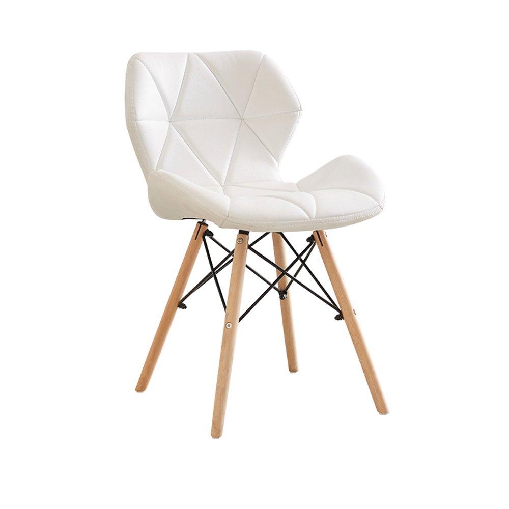 Ergonomic White Wooden Study Chair - European Style Backrest Computer & Office Stool for Home, Work & Makeup Vanity - 19.7