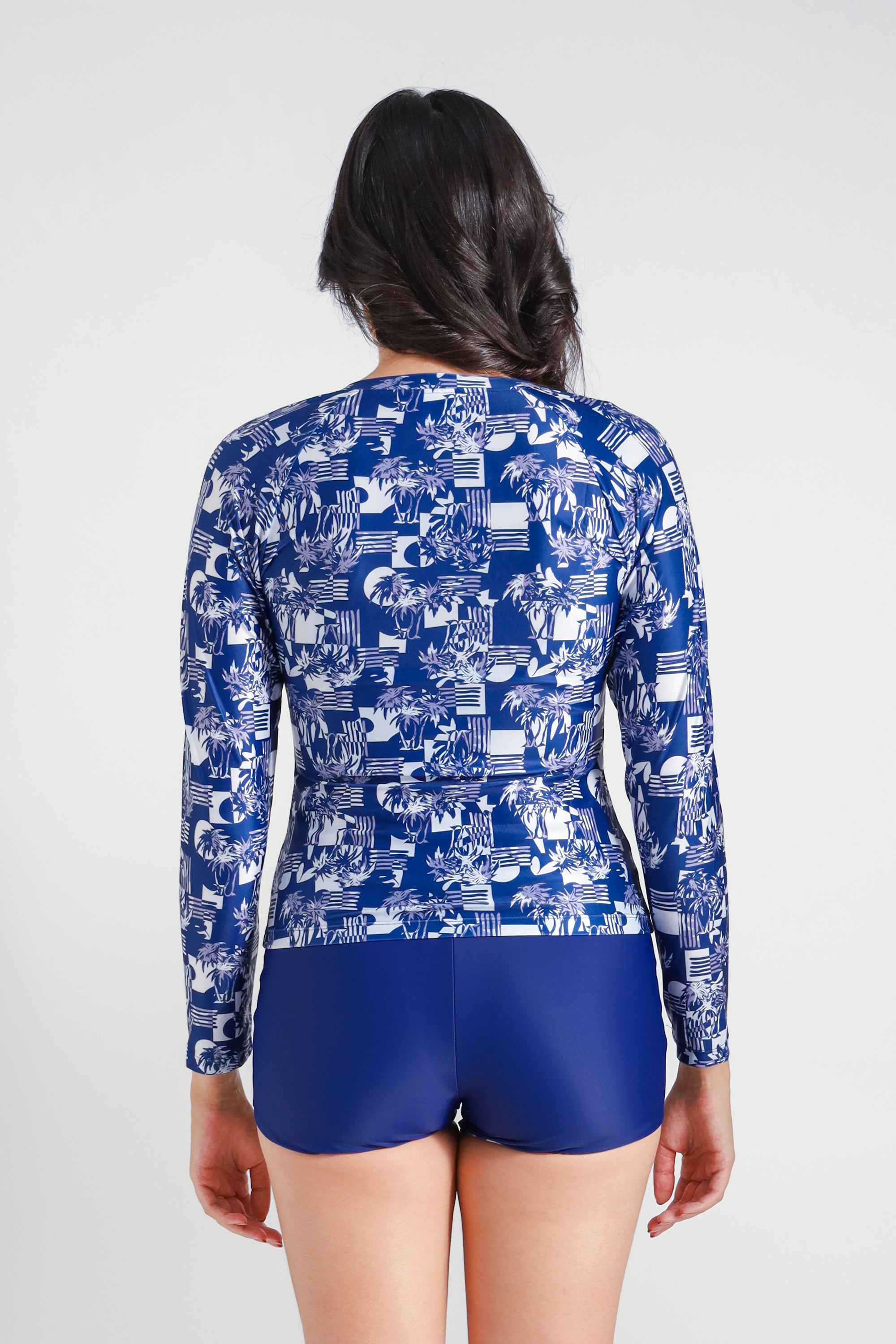 Oahu Rash Guard UPF 50+ Sun Protection - Palmscape Print Long Sleeve Swim Shirt for Men & Women - Perfect for Surfing, Snorkeling, and Beach Activities
