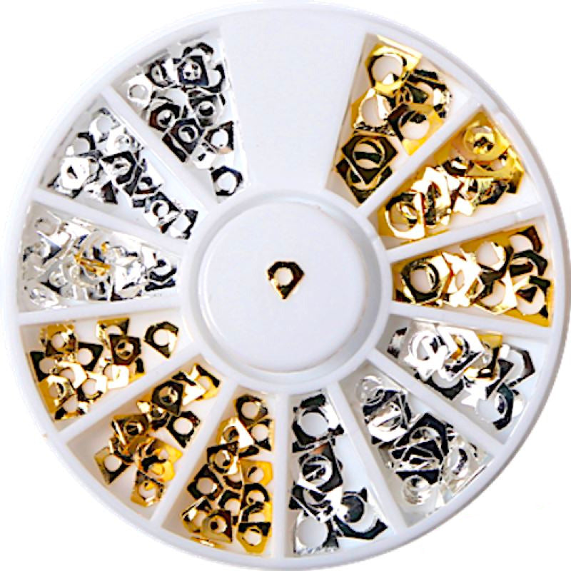 Gold & Silver Nail Art Decoration Wheels - Professional Nail Design Accessories for DIY Manicure, Salon & Home Use