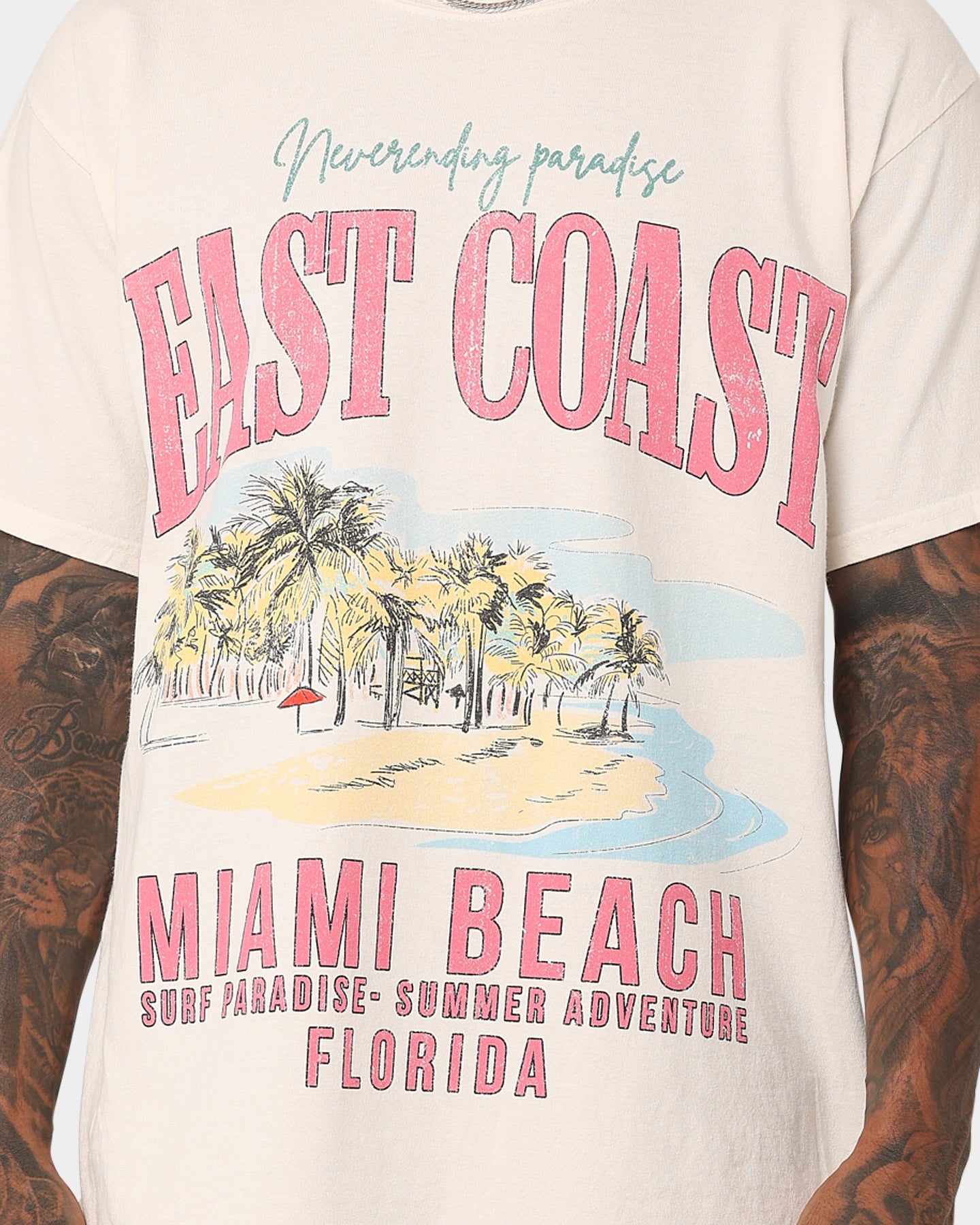 Vintage Miami Beach T-Shirt - Retro American Thrift Style in Off White | Perfect for Casual Wear, Beach Outfits & Summer Fashion