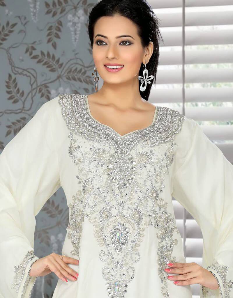 Elegant White Embroidered Long Kaftan Dresses for Women - Perfect for Beach Cover-ups, Boho Parties & Summer Vacations