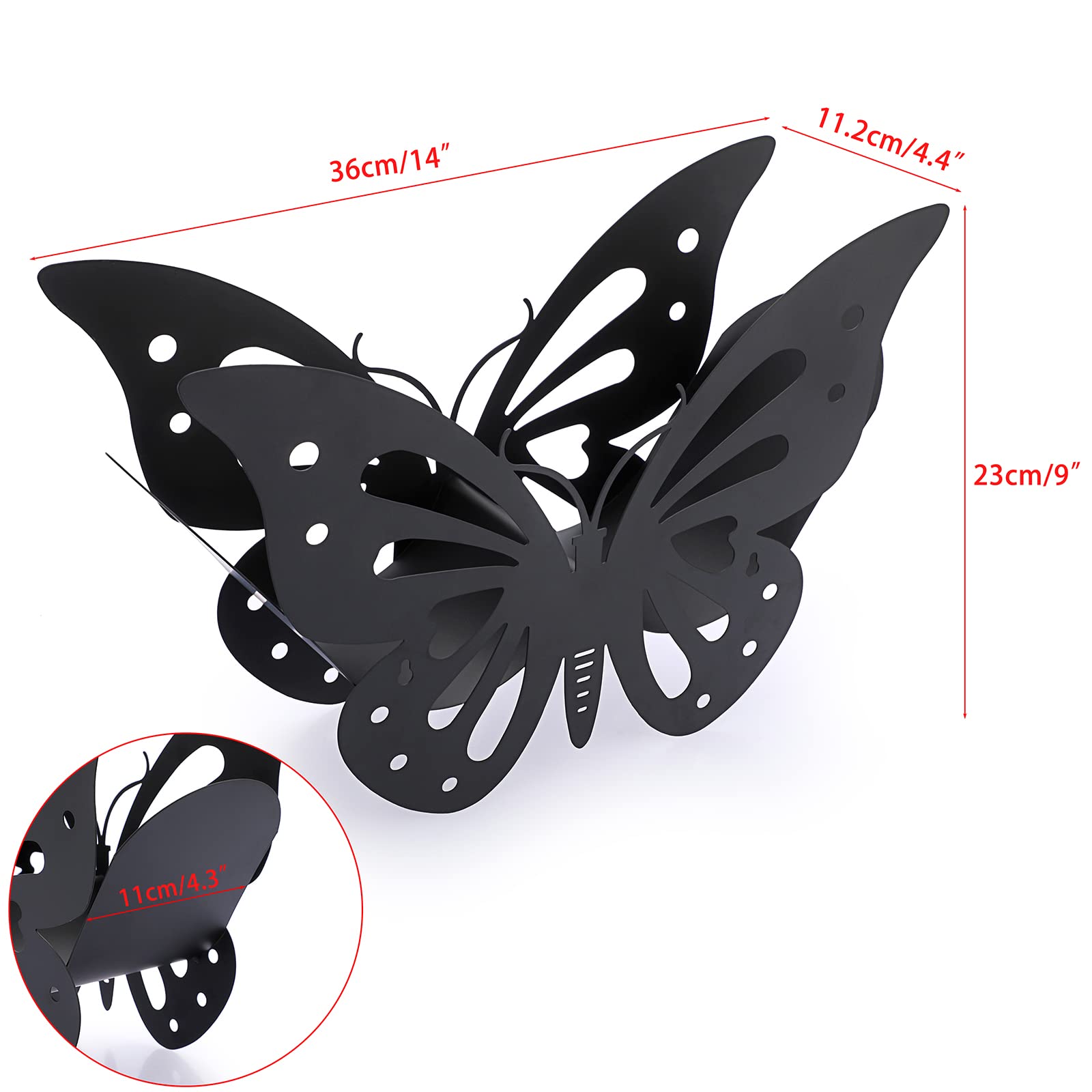 Freestanding Metal Toilet Paper Holder - Black Butterfly Design for Bathroom, Kitchen, or Office | Decorative Toilet Paper Organizer for Table, Counter, Floor & Wall Storage | Sumnacon Toilet Paper Roll Stand