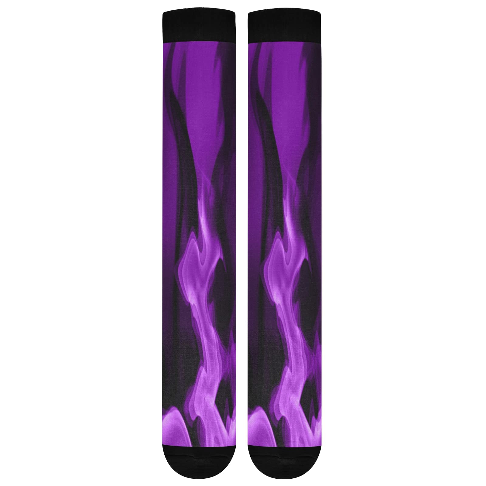 Purple Flames & Smoke Compression Socks for Women & Men - Knee High Calf Support Socks (1 Pair) - Perfect for Running, Travel & Varicose Vein Relief