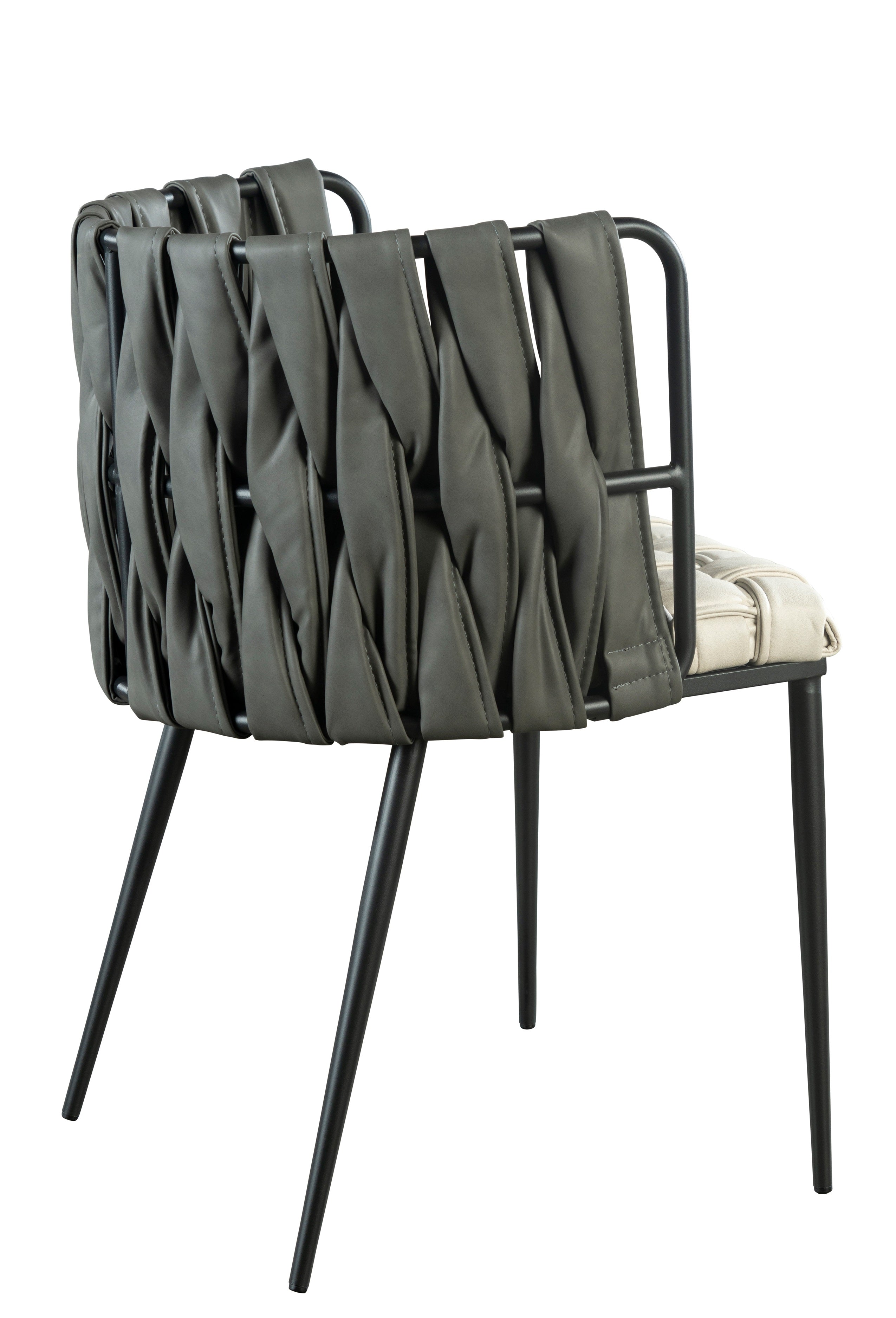 Milano Dining Chair - Gray & White Upholstered Modern Kitchen Chair for Home & Restaurant Use