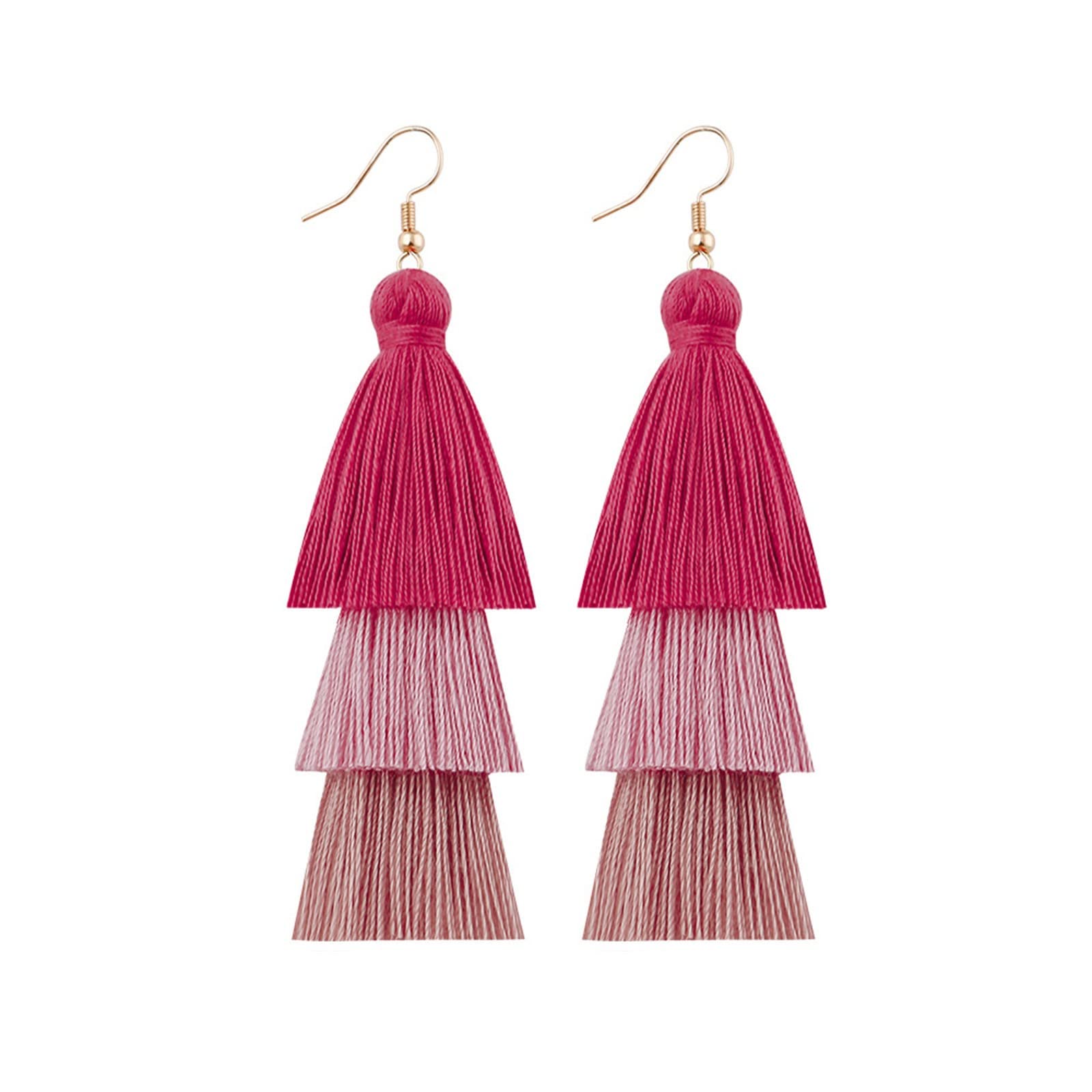 Bohemian Tassel Drop Earrings for Women - Small Stud Dangle Earrings with Tiered Tassels, Fashion Jewelry Gift for Teen Girls (Christmas, Valentine's Day) | Perfect for Parties, Weddings & Everyday Wear