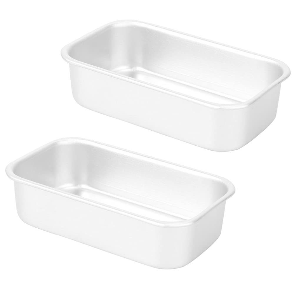 Non-Stick Bread Loaf Pan Set of 2 - 16.7cm Silver Baking Pans for Oven, Cake, Roasting & Toaster - Perfect for Homemade Bread, Banana Bread & Pound Cakes