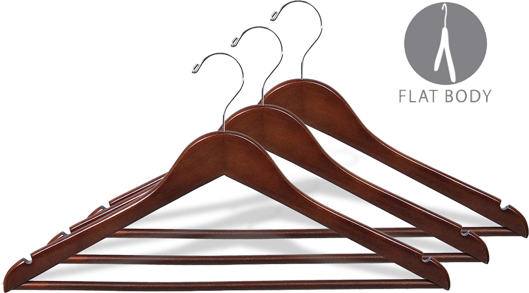 Premium Walnut Wooden Suit Hangers for Men & Women - Heavy Duty Closet Organizer - Ideal for Jackets, Coats, Dresses & Formal Wear - The Great American Hanger Company
