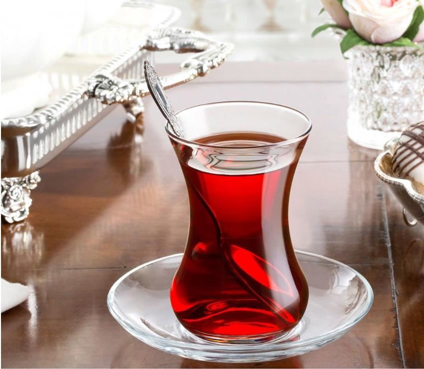 Premium Turkish Tea Glass Set of 6 - LAV ADA Traditional Tulip-Shaped Tea Cups for Authentic Turkish Tea Experience | Perfect for Home, Cafe & Gift Giving
