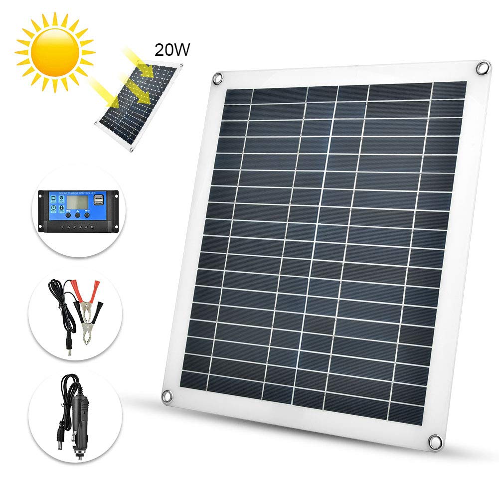 High Efficiency Polycrystalline Solar Panel Controller for Car Batteries - 12V/24V Auto Solar Charge Regulator with LCD Display - Perfect for RVs, Boats, and Off-Grid Power Systems