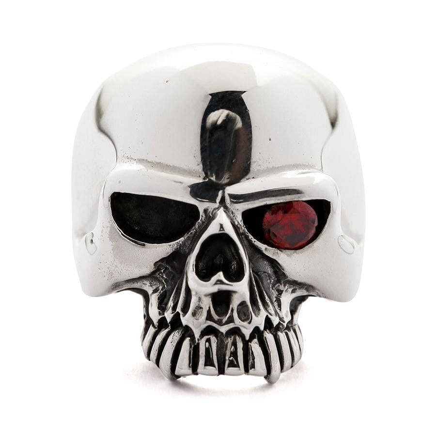 Sterling Silver Skull Ring with Red Ruby Eyes - Gothic Jewelry for Men & Women - Perfect for Halloween, Punk Fashion, and Rocker Style