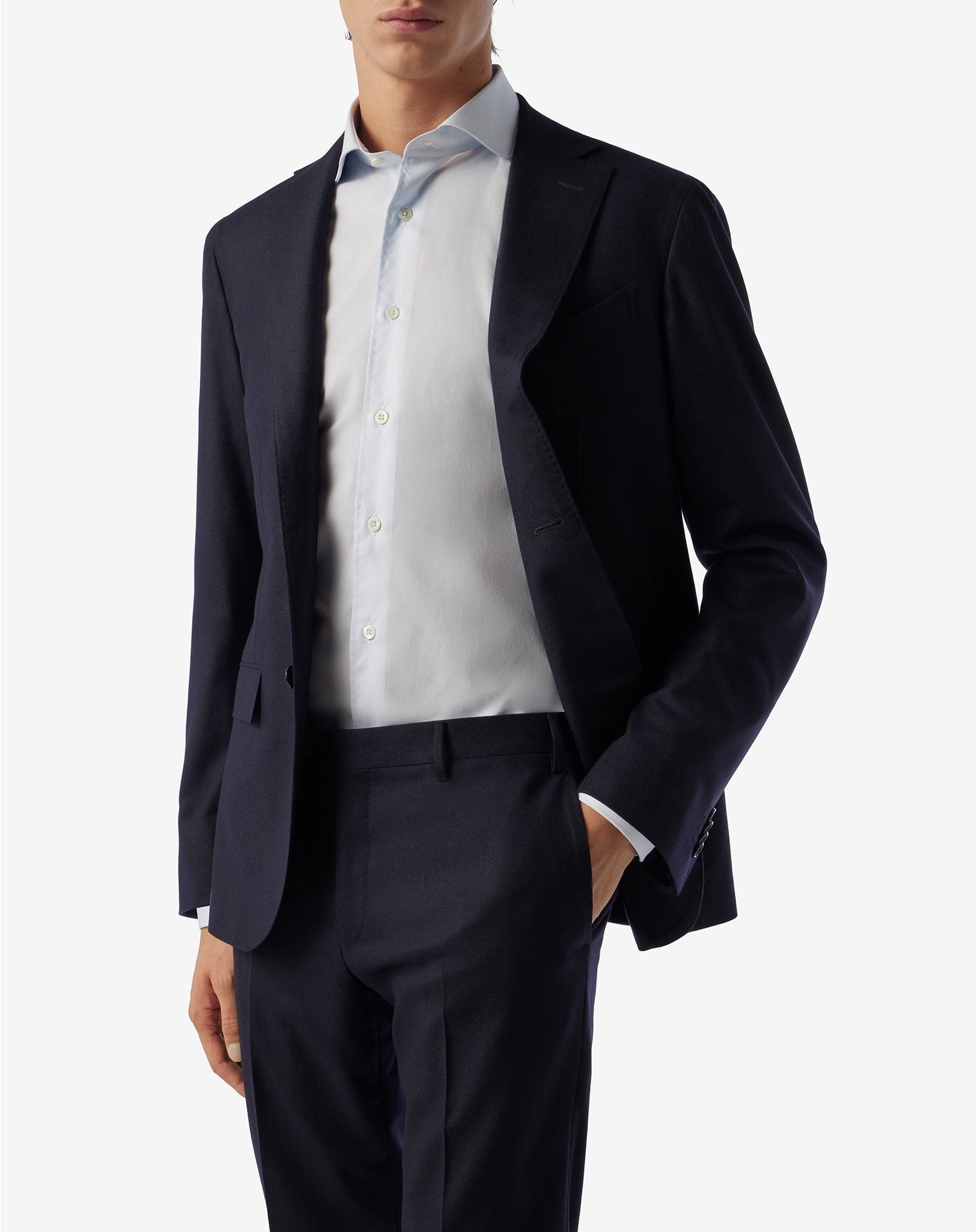 Corneliani Micro Stripe Leader Wool Suit in Navy Blue | Premium Business Attire for Men | Perfect for Office, Meetings & Formal Events