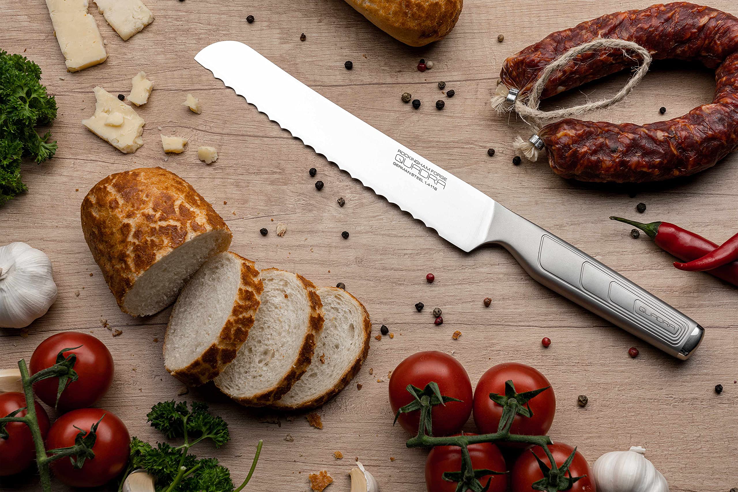 Premium 7-Piece Stainless Steel Kitchen Knife Set with Block - Includes 5 Chef Knives, Shears & Wooden Holder - Perfect for Home Cooking, Professional Chefs & Gift Giving - Quadra Range RF-1640/7B