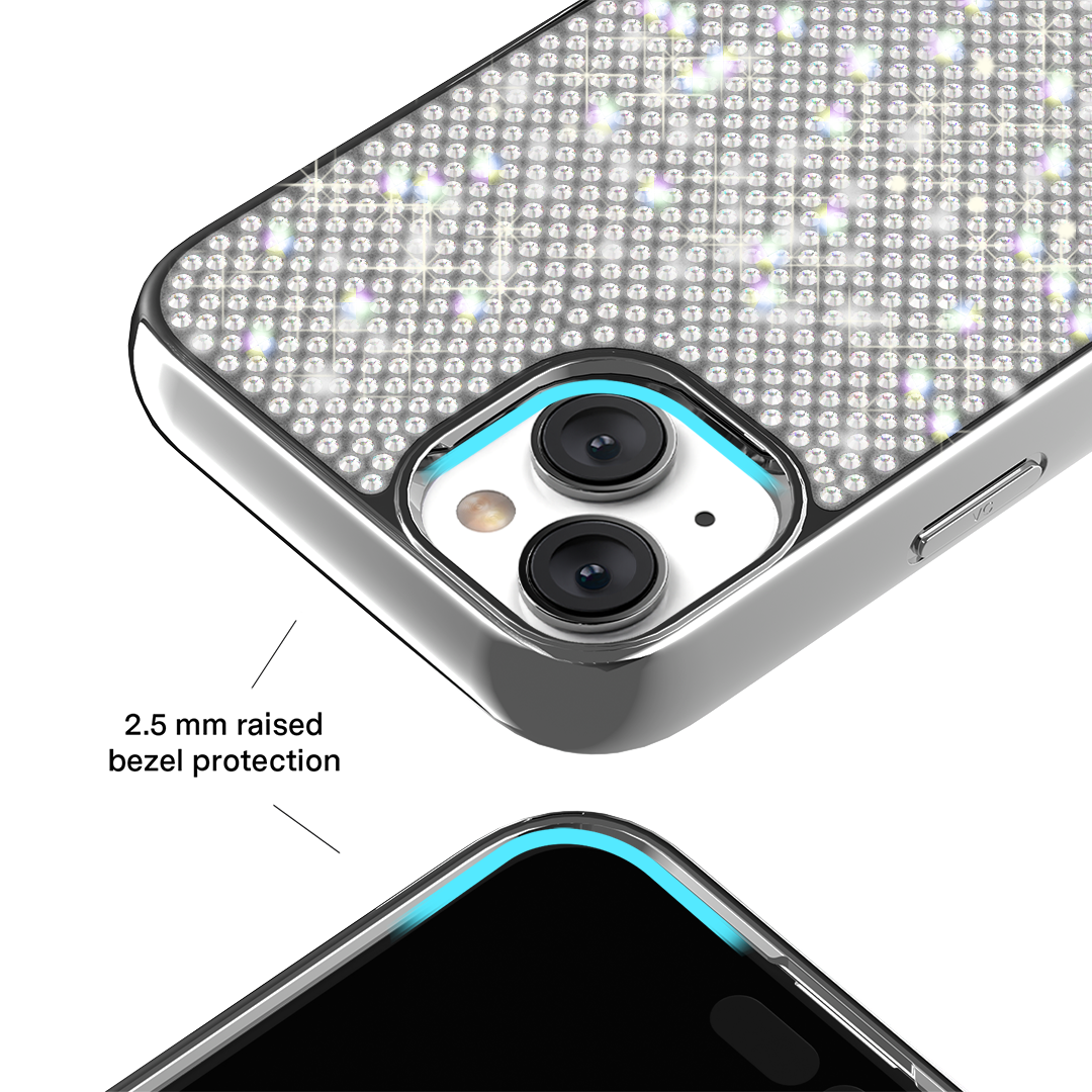 Luxury Chrome Caviar Crystals iPhone Case - Elegant Protective Cover for iPhone 14/13/12/11 Pro Max - Perfect for Parties, Weddings & Special Occasions