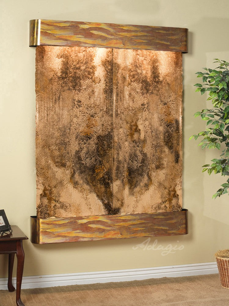 Adagio Majestic River Round Rustic Copper Travertine Coffee Table - MRR1008 | Perfect for Living Room, Patio & Outdoor Decor