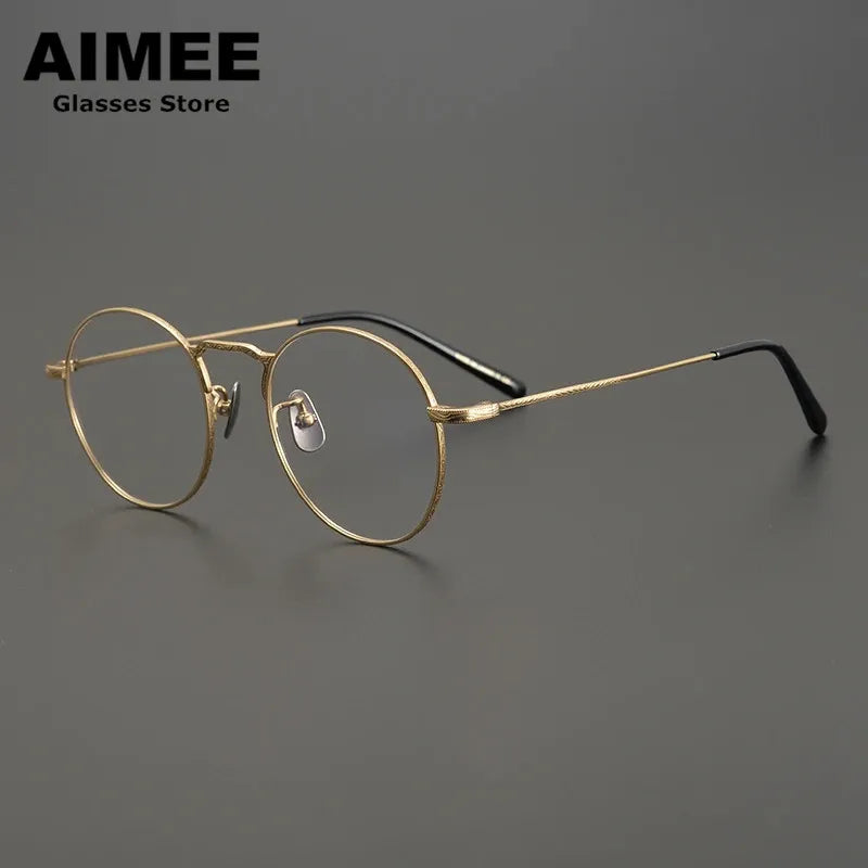 Aimee Unisex Full Rim Round Titanium Eyeglasses Frame 1282 - Lightweight Durable Glasses for Men & Women - Perfect for Reading, Work, and Everyday Wear