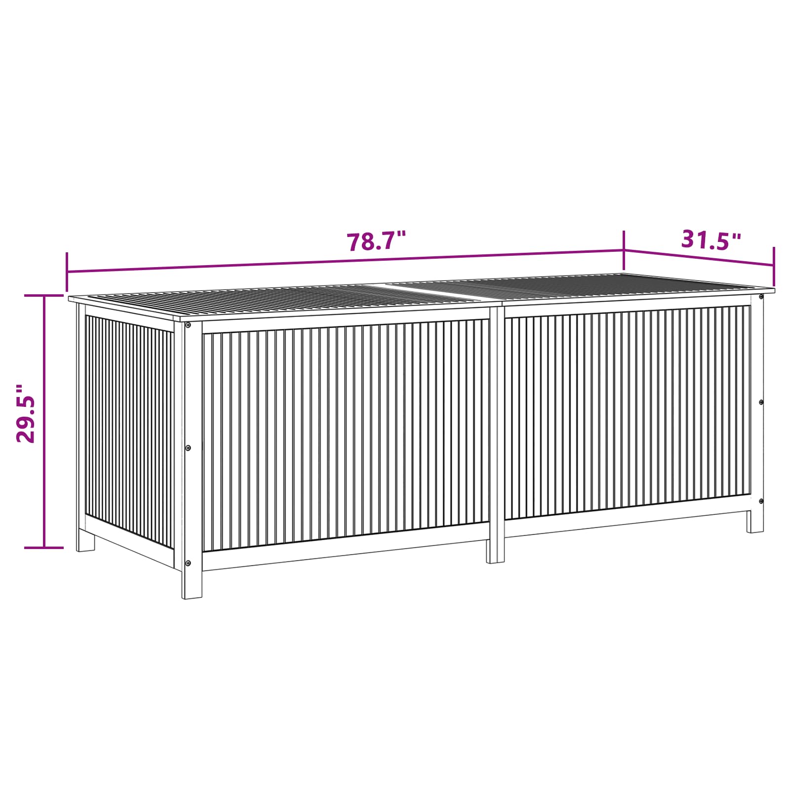 Premium Acacia Wood Outdoor Storage Box 78.7