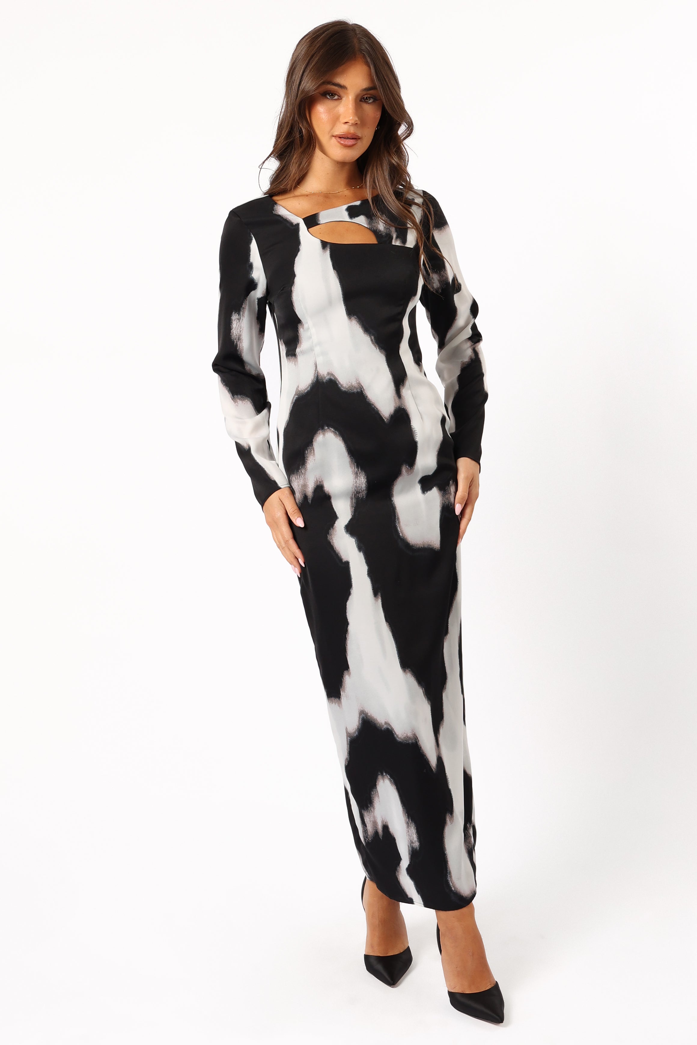 Christah Maxi Dress for Women - Elegant Black & White Long Flowy Dress - Perfect for Summer, Beach, Parties & Casual Wear