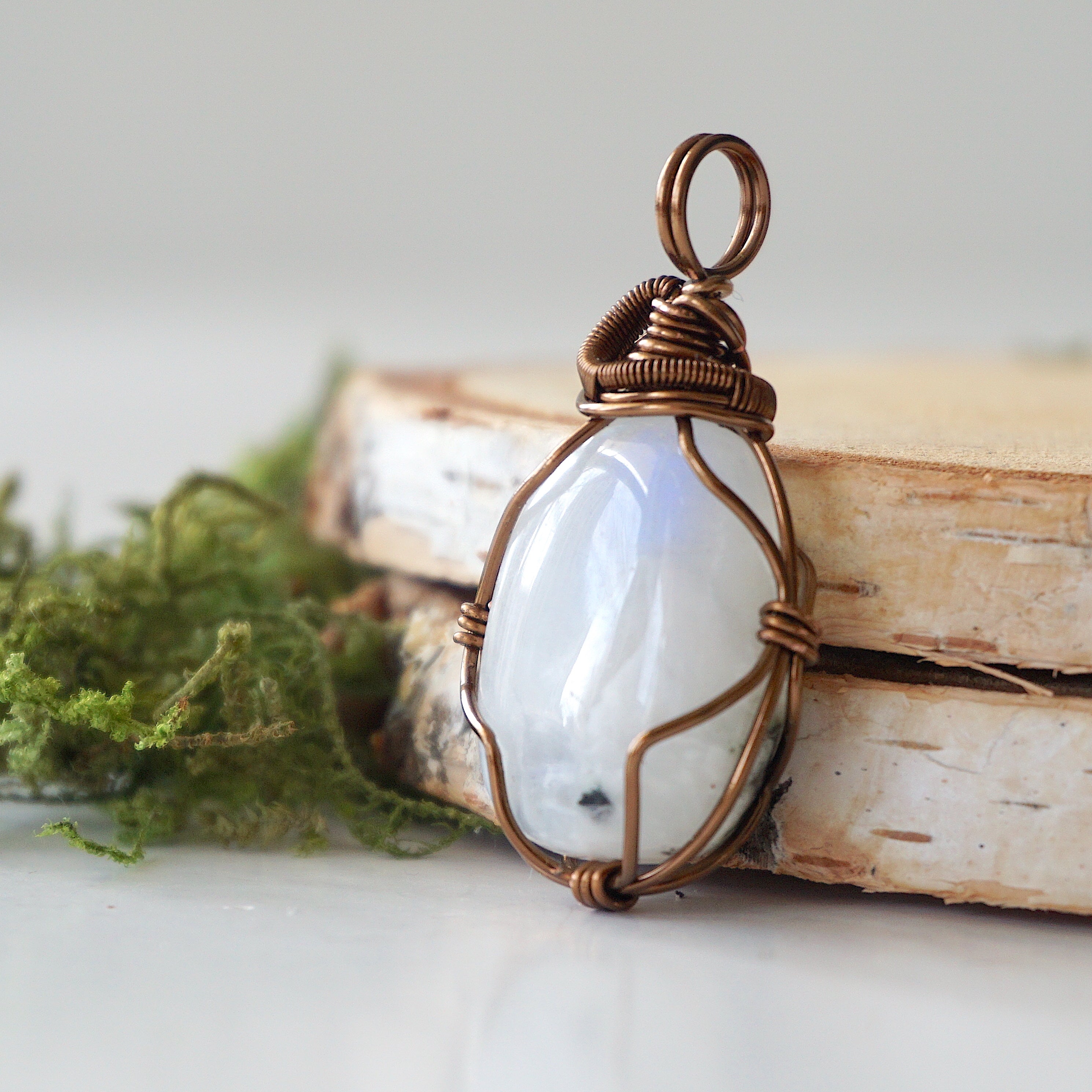 Rainbow Moonstone Necklace in Antique Bronze - Elegant Boho Jewelry for Women, Perfect for Weddings, Parties & Everyday Wear