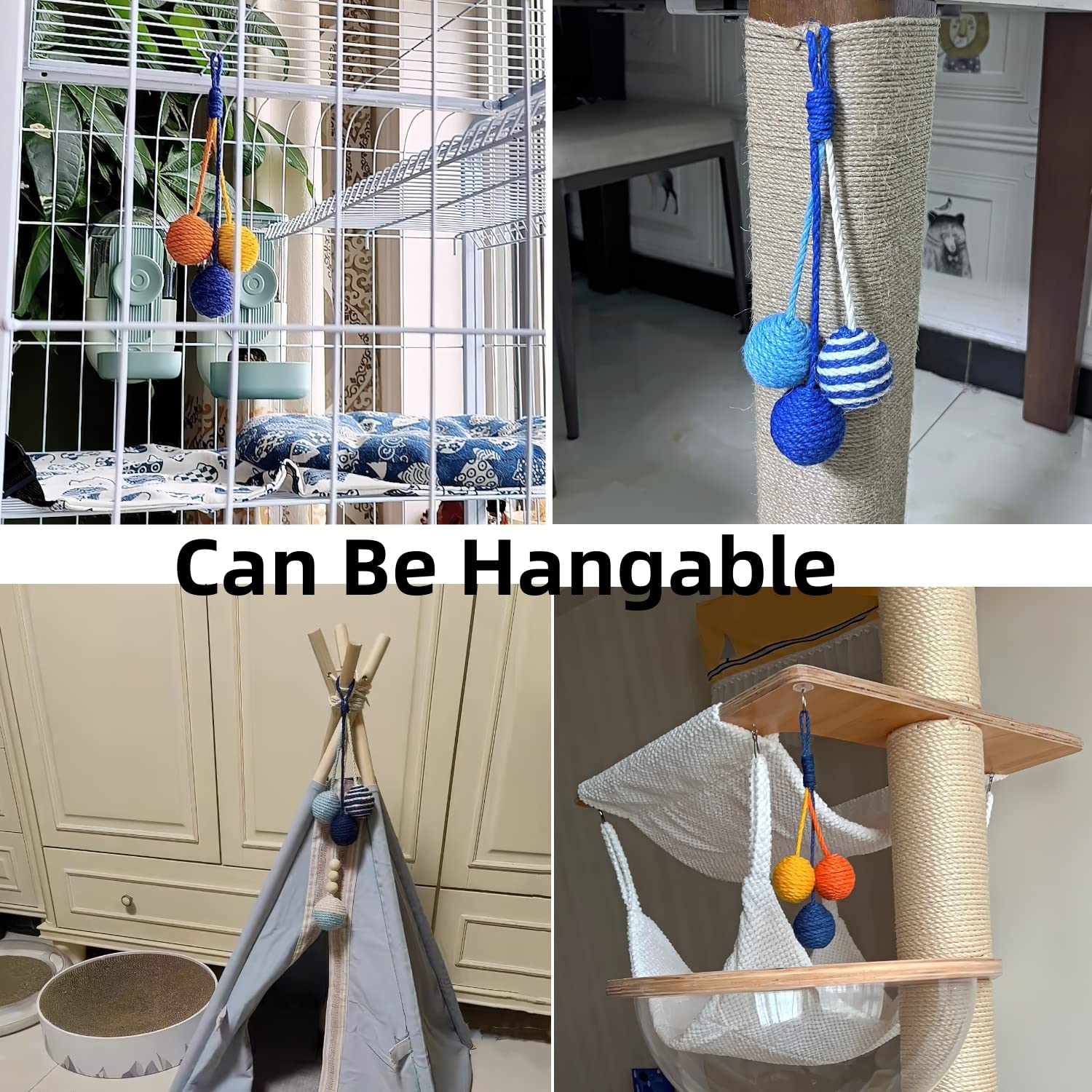 **Handmade Sisal Ball Cat Toy - Eco-Friendly Hanging Rope Chew Toy for Indoor Cats, Interactive Pet Play, Durable & Safe (Original Color) - Perfect for Playtime, Scratching & Teething Relief**