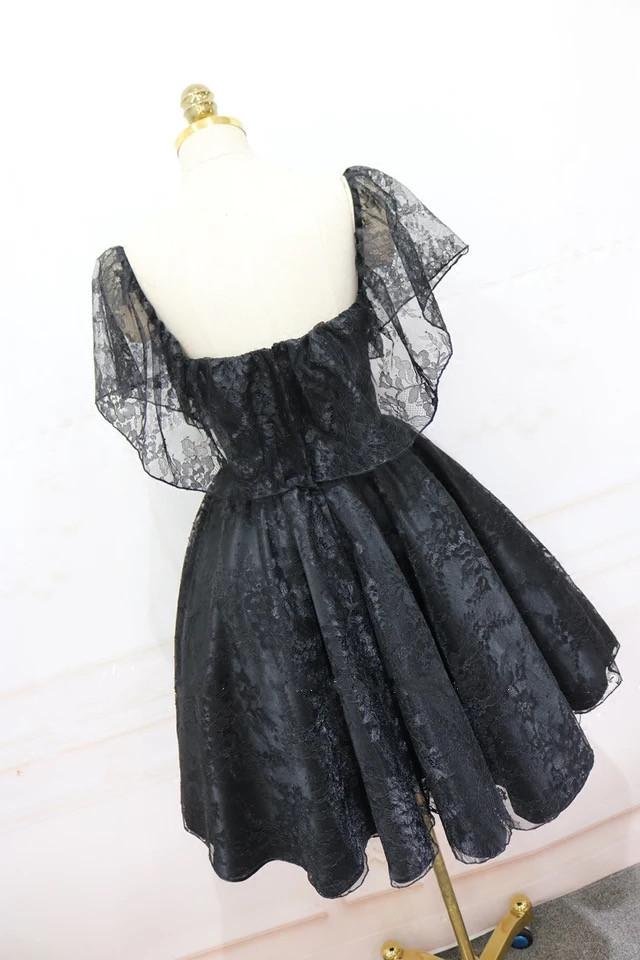 Elegant Black A-Line Off The Shoulder Short Lace Homecoming Dress for Prom, Party & Special Occasions | Formal Dance Dress for Women & Teens