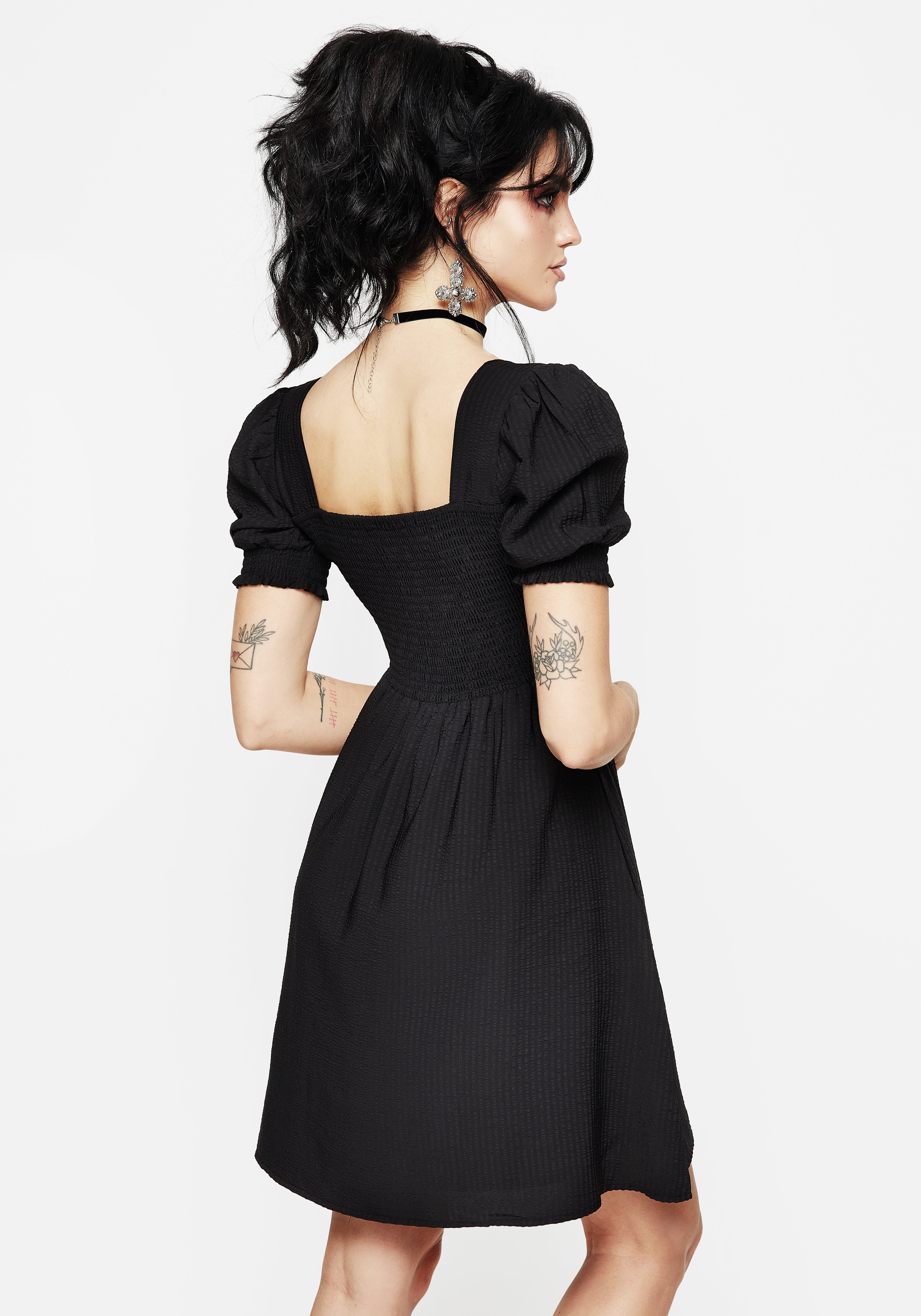 Morna Puff Sleeve Mini Dress for Women - Flowy Summer Party Dress with Ruffle Hem - Perfect for Cocktail Parties, Date Nights & Beach Vacations