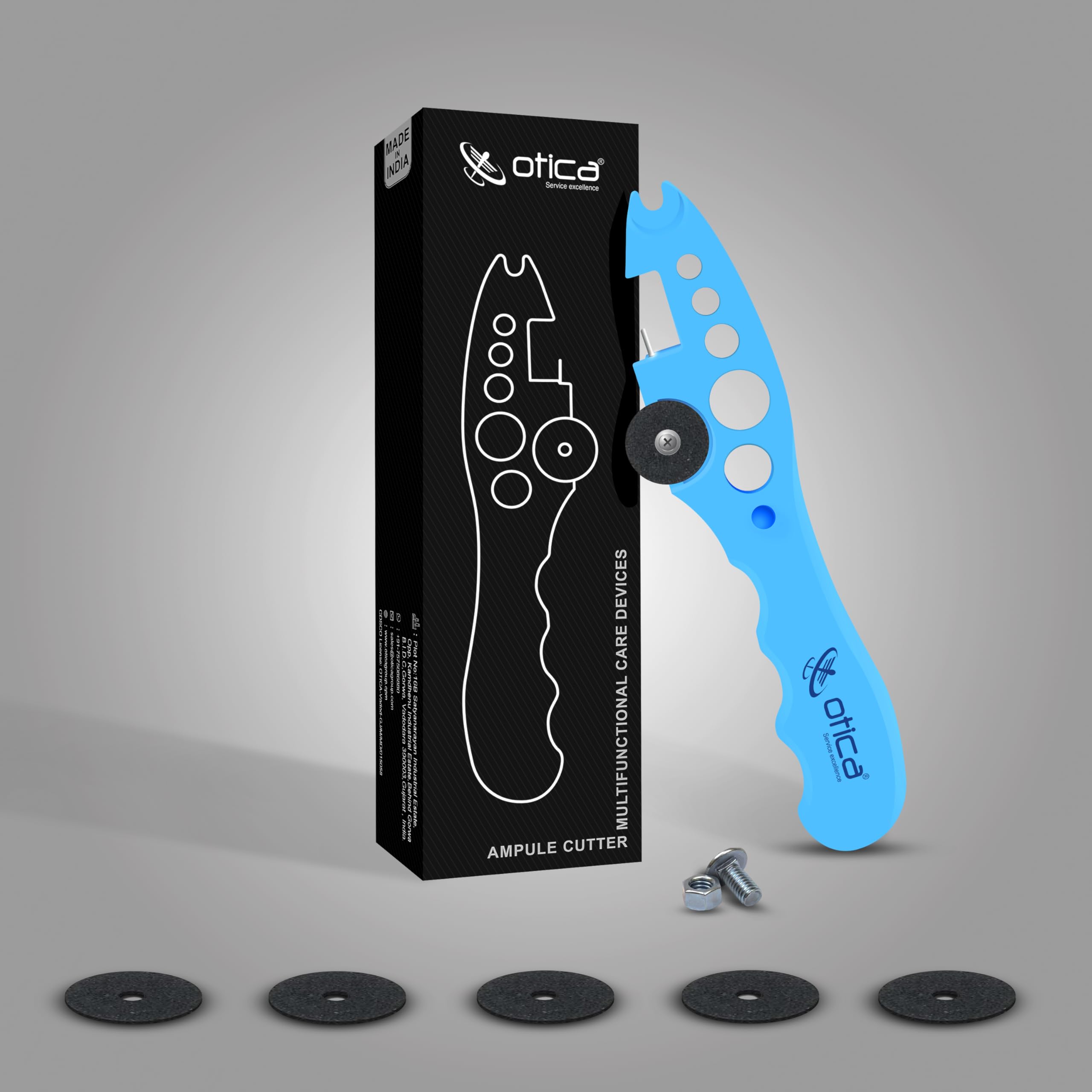 OTICA Ampoule Cutter for Doctors & Nurses - Professional Glass Bottle Cap Remover & Ampule Breaker Tool for Hospital, Clinic & Medical Use (Blue) - Perfect for Safe Medication Preparation & Emergency Situations