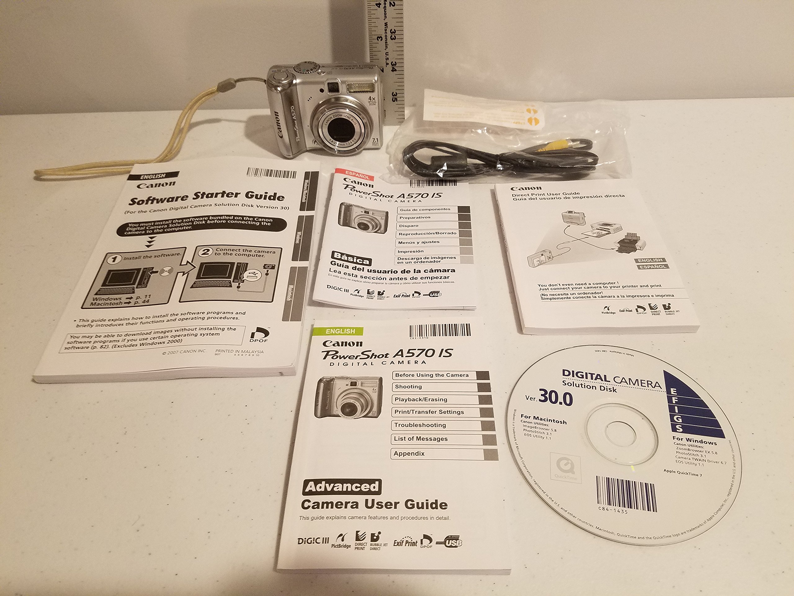 Canon PowerShot A570IS 7.1MP Digital Camera with 4x Optical Image Stabilized Zoom - Compact Point & Shoot Camera for Travel, Family Photos & Everyday Use (Discontinued Model)