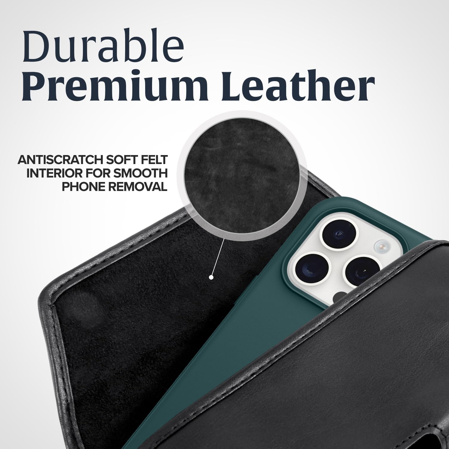 Premium Leather Phone Holster for iPhone 14/14 Pro/13/13 Pro/12/12 Pro - Slim Fit Belt Clip Pouch with Metal Clip - Black Phone Case Holder for Men & Women - Perfect for Work, Hiking, and Outdoor Activities