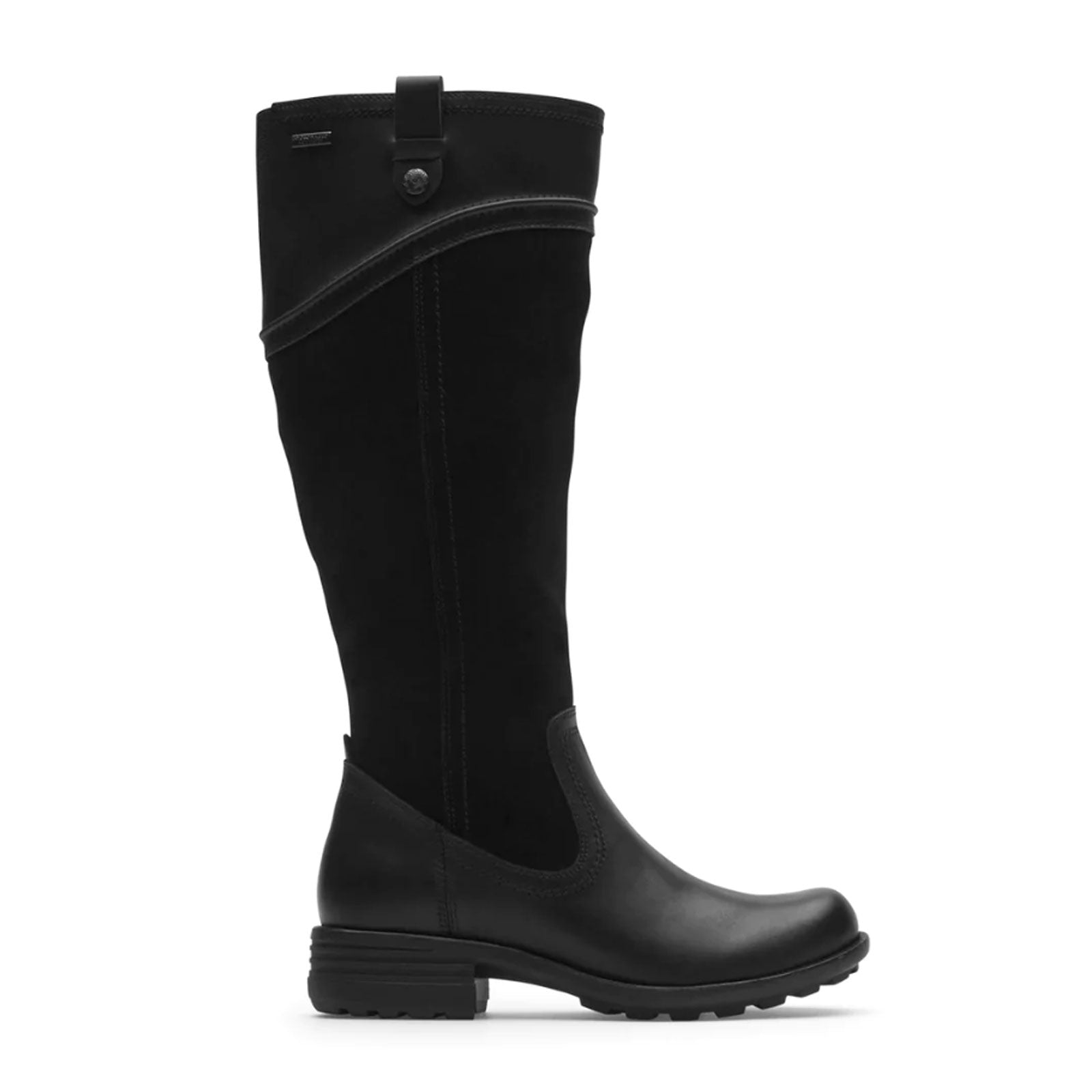 Cobb Hill Brunswick Wide Calf Waterproof Tall Boots for Women - Black Leather/Suede - Comfortable Winter & Rain Boots for Outdoor Walking, Hiking & Work