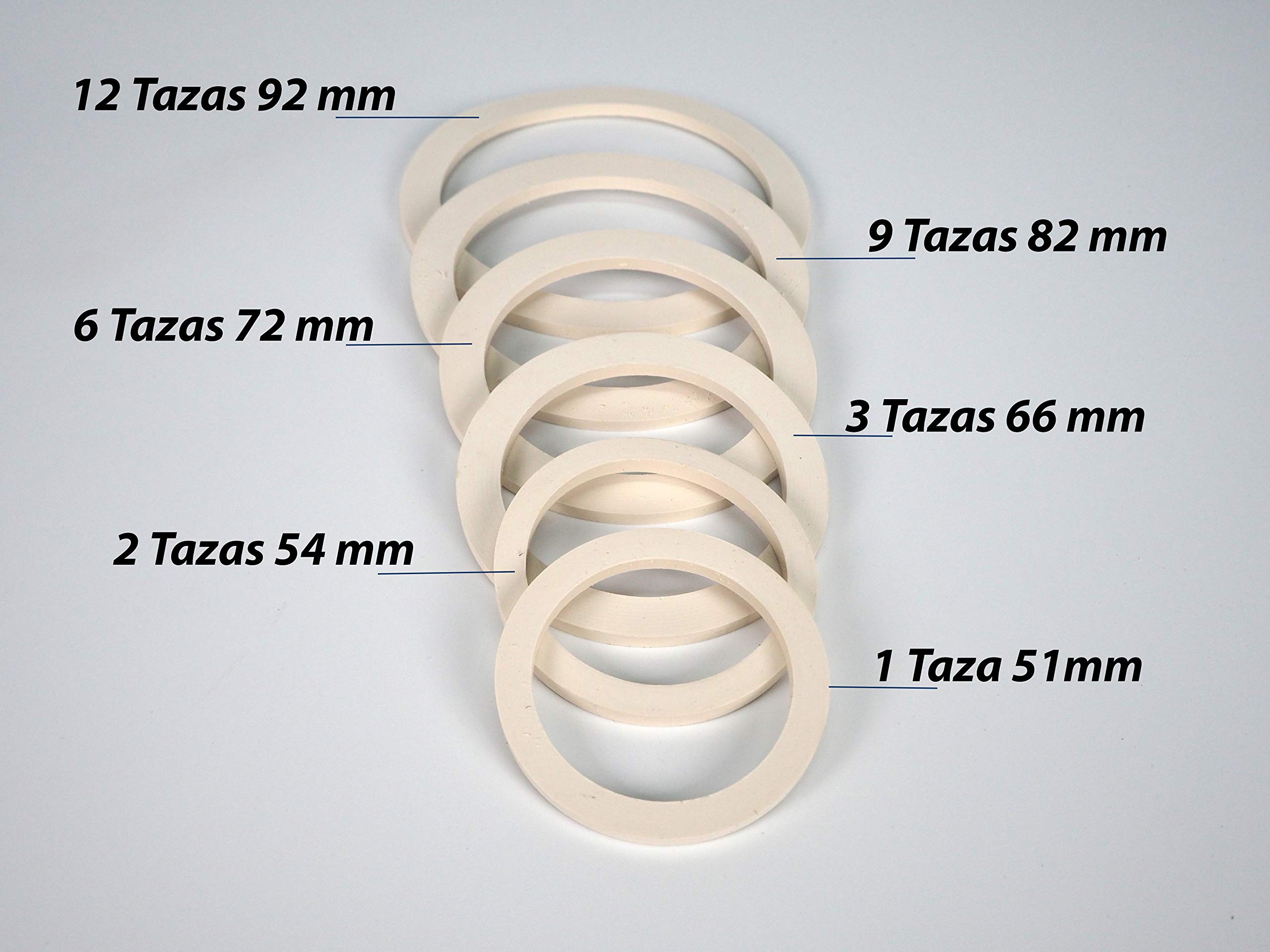 4-Pack Sanfor Flat Rubber Gasket Seal for 12-Cup Italian Coffee Makers (9.2 x 7.5 x 0.1 cm) - White | Perfect for Bialetti, Moka Pots & Stovetop Espresso Machines
