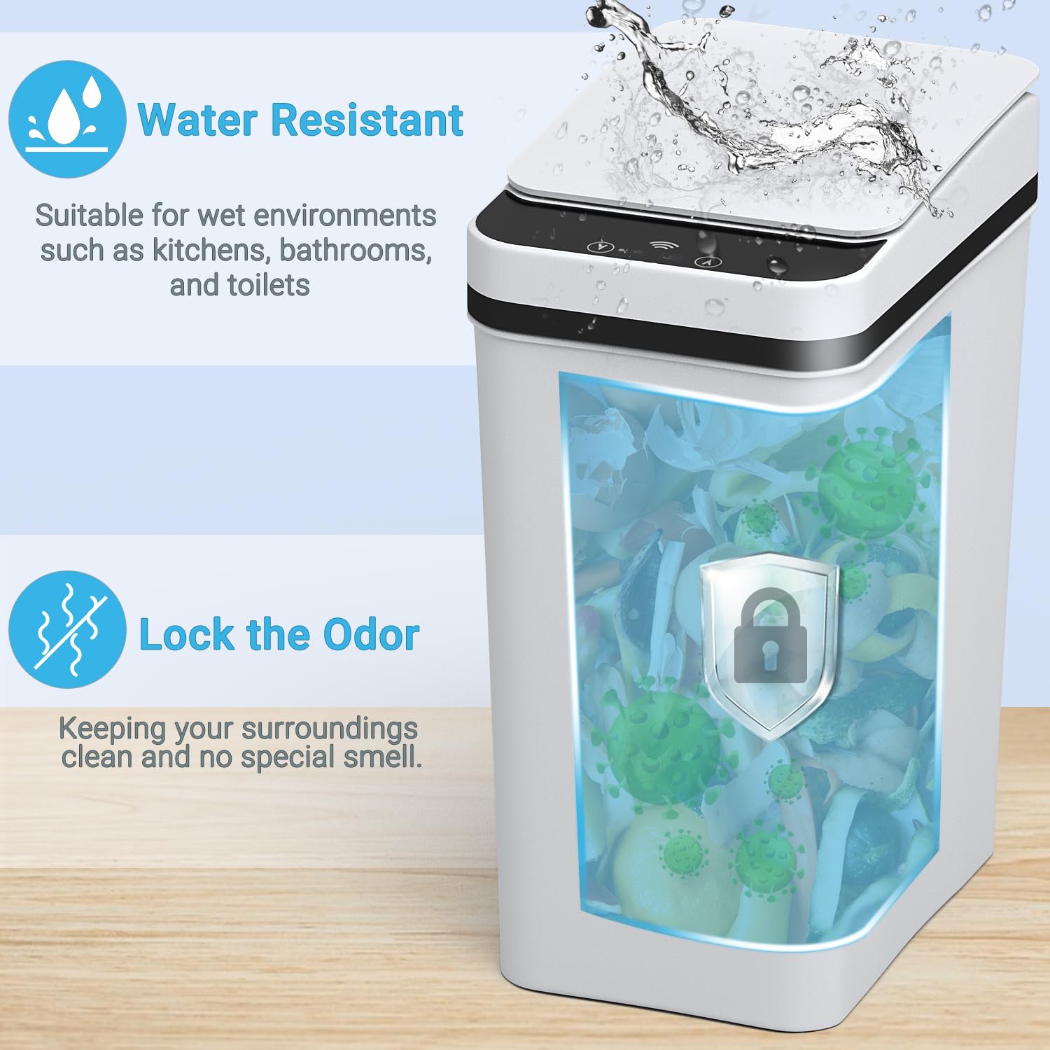 4 Gallon Automatic Motion Sensor Touchless Trash Can - Smart Electric Garbage Bin with Lid & Extra Container, Waterproof Design for Bathroom, Kitchen, Office, Bedroom (White) | Hands-Free Waste Disposal Solution for Hygienic Home & Workspaces