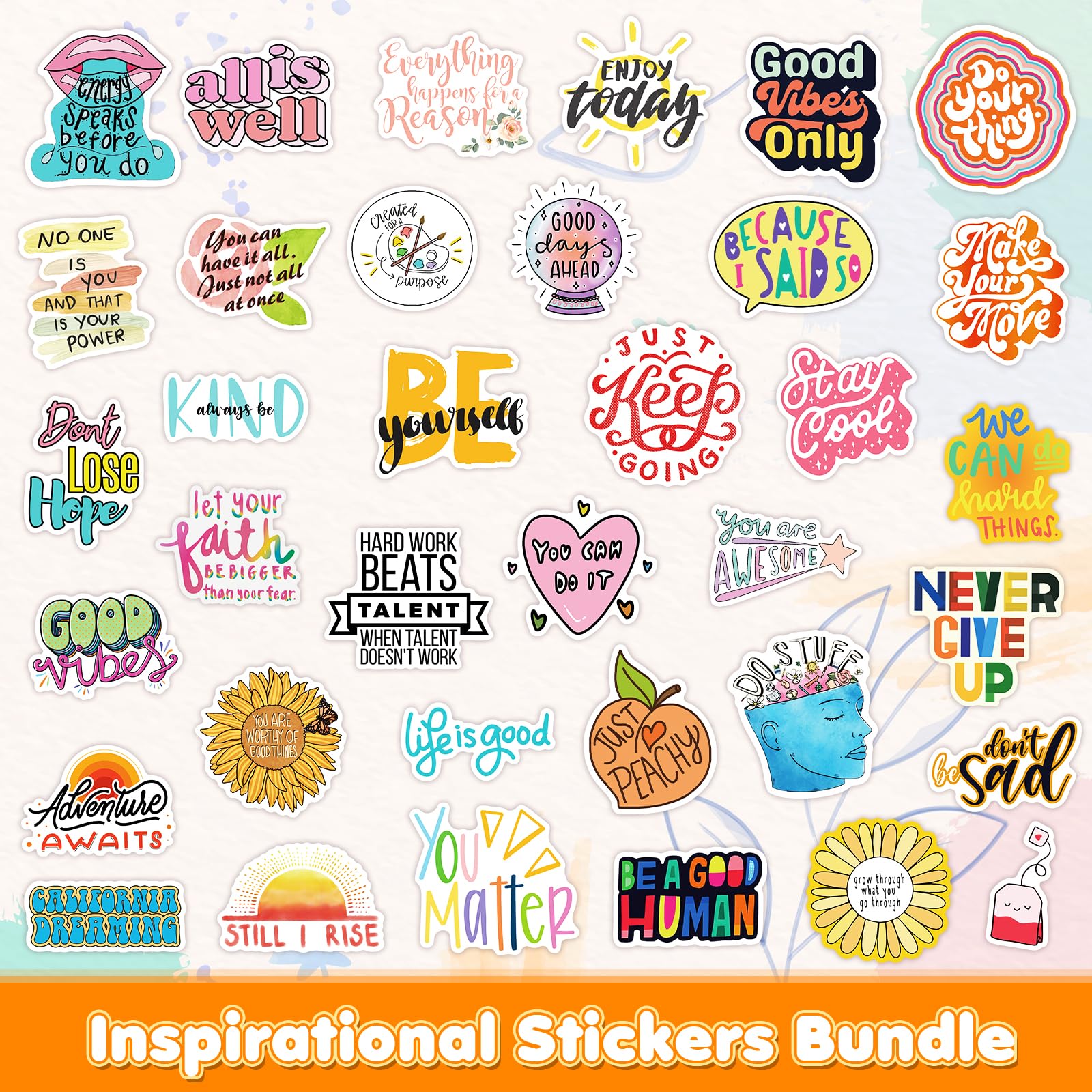 300pcs Motivational Stickers for Laptop & Water Bottle - Inspirational Quote Decals, Positive Words Vinyl Stickers for Adults & Teens - Waterproof Skateboard, Journal, Notebook & Planner Decor - Mental Health Awareness & Self-Care Gifts