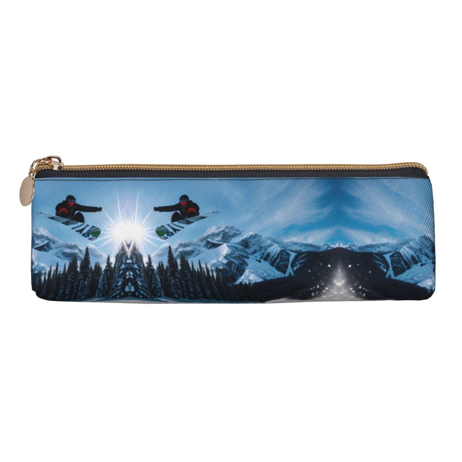 Premium Leather Pencil Case for Snowboarding & Travel - Large Capacity Multifunctional Stationery Organizer for School, Office & Outdoor Adventures