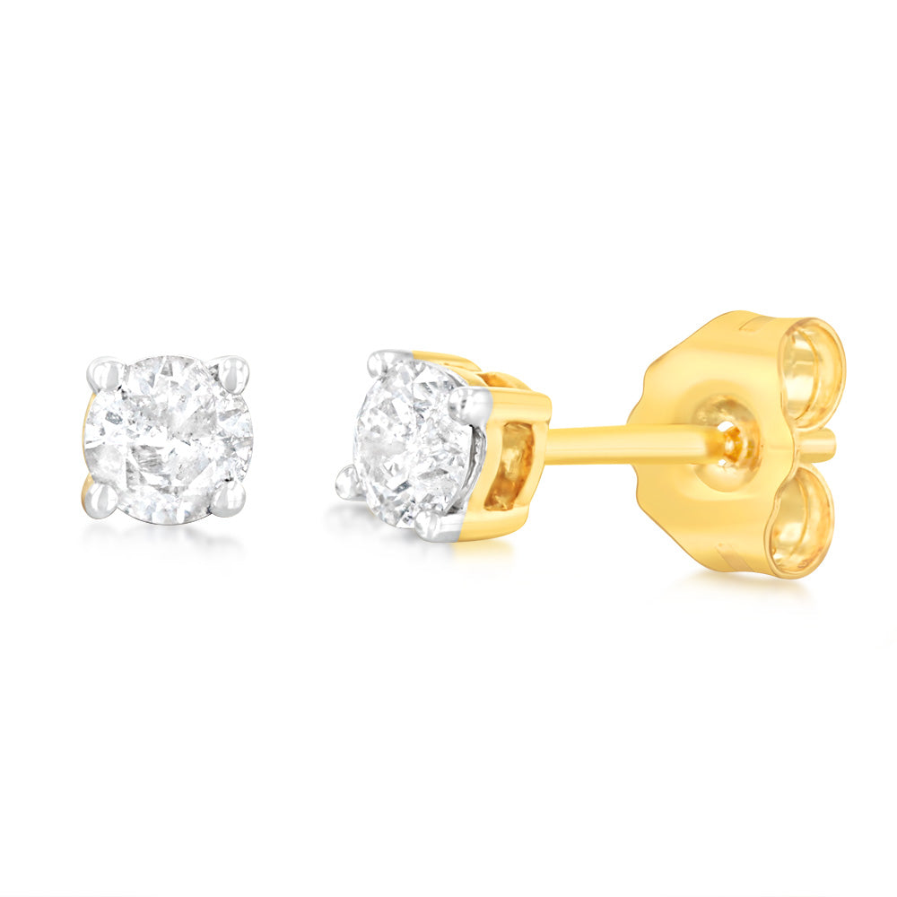 9ct Yellow Gold 0.30 Carat Diamond Stud Earrings for Women - Elegant Everyday Jewelry Gift for Anniversary, Birthday & Special Occasions