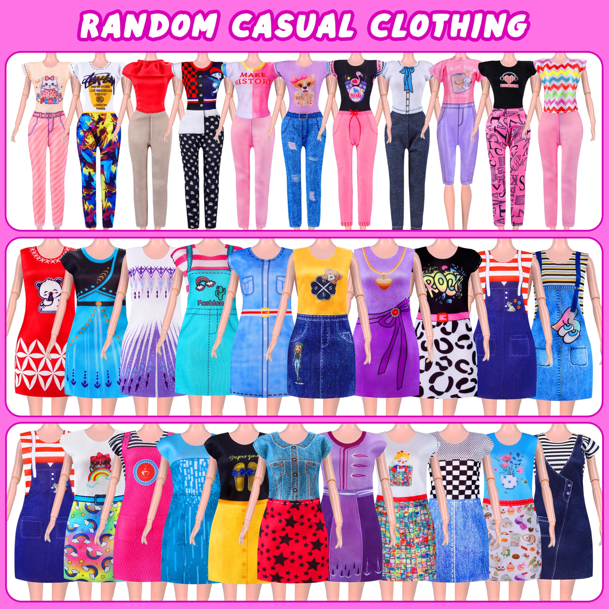 342 Pcs Doll Clothes & Accessories Set - Princess Gowns, Fashion Dresses, Tops, Pants, Swimsuits, Shoes & Hangers | Complete Doll Playset Dress Up Toy for Girls & Toddlers | Perfect Gift for Birthday, Christmas & Pretend Play