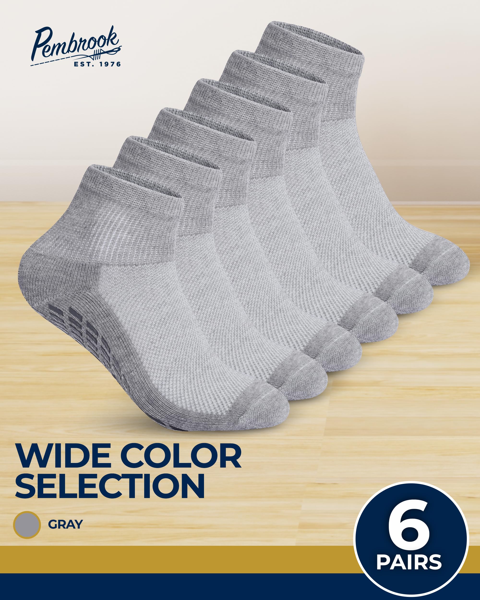 Pembrook 6 Pairs Diabetic Socks for Men & Women - Non-Slip Neuropathy Socks with Grips, Edema Relief, 12 Colors | Perfect for Daily Wear, Work, Travel & Diabetic Foot Care