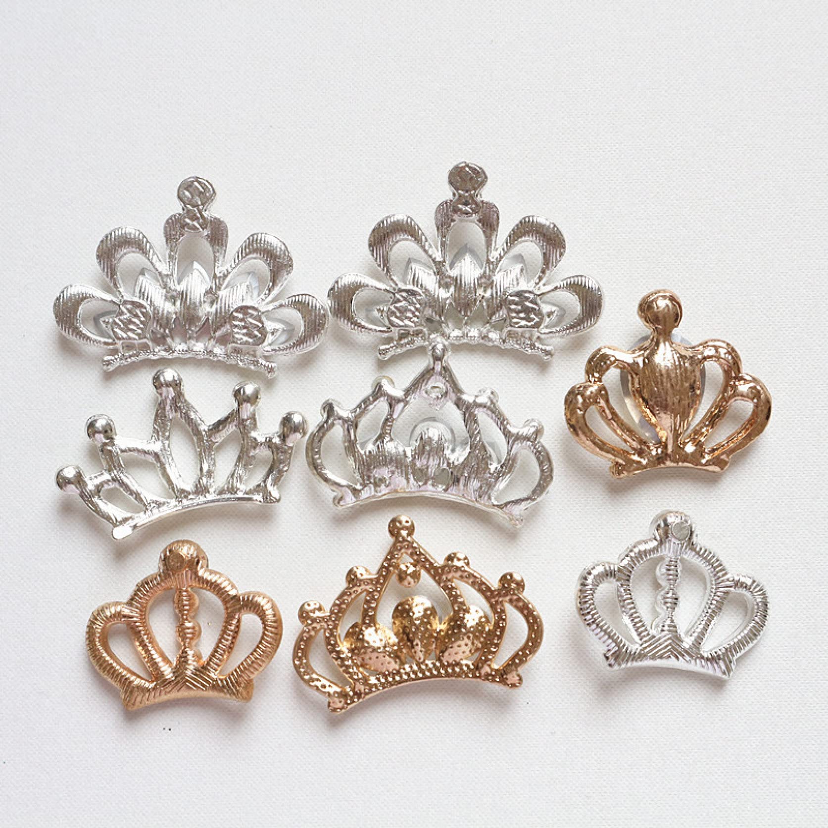 ACOGO 5Pcs Rhinestone Crown Flatback Buttons - DIY Hair Bowknot Flower Wedding Craft Supplies for Bridal Hair Accessories, Party Decorations & Gift Box Embellishments